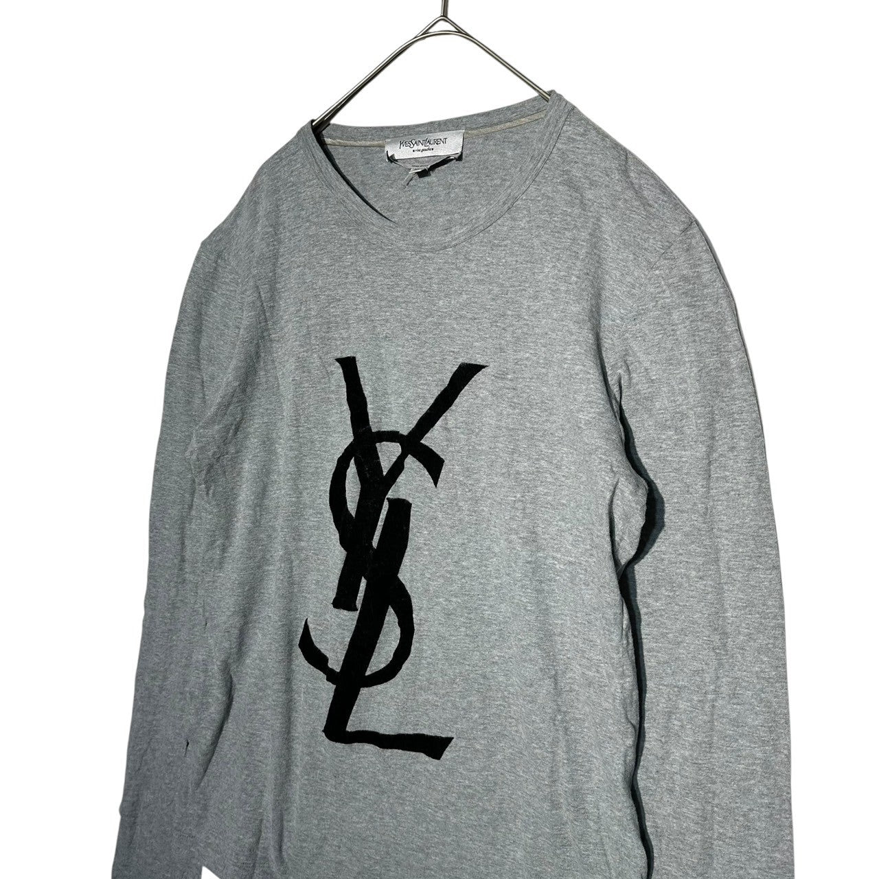 YVES SAINT LAURENT(イヴサンローラン) プリント ロング スリーブ Tシャツ ホワイト×ブラック