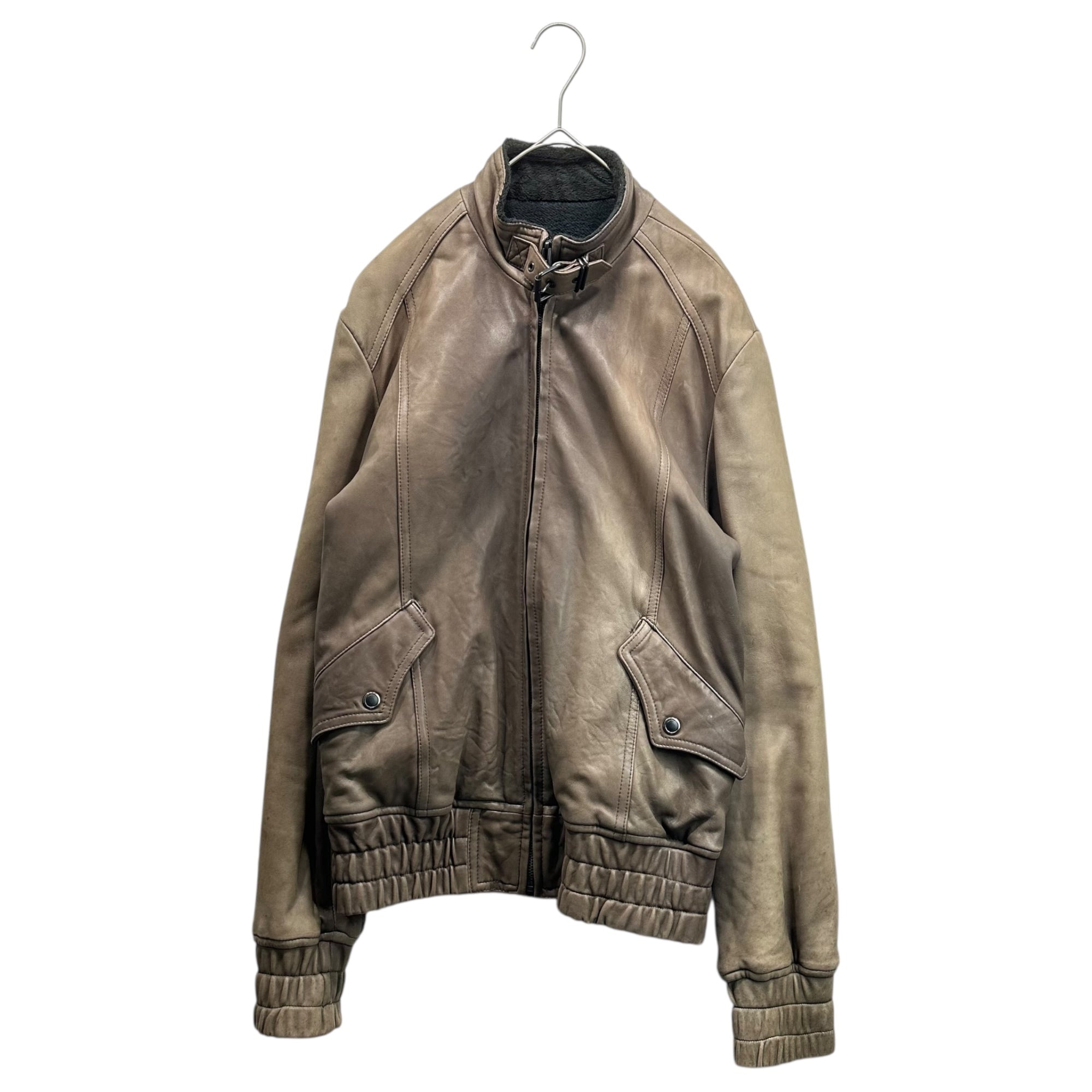 5351 POUR LES HOMMES(5351プールオム ) Zip-Up Single-Breasted Lamb Leather Jacket ジップアップ シングル ラムレザー ジャケット 4 ブラウン