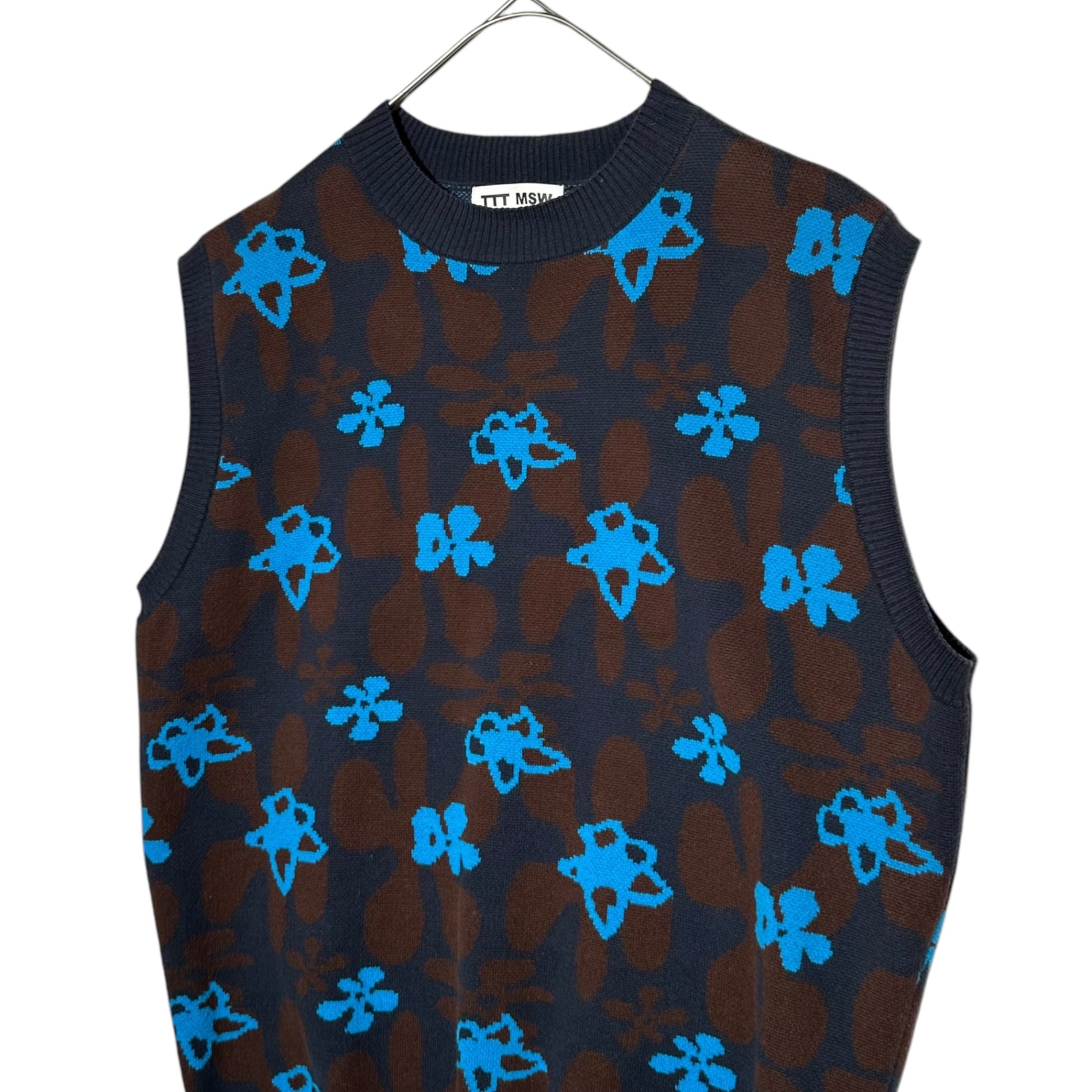 TTT MSW(ティーモダンストリートウエア) 23SS「Flower Camo Knit Vest」フラワーカモニットベスト TTT-2023SS-KT09 M ネイビー×ブラウン×ブルー