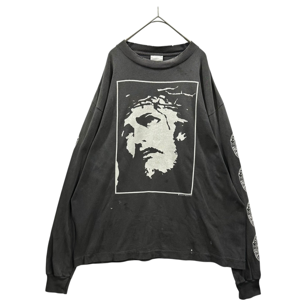 SAINT MICHAEL(セントマイケル) 2025SS L/S TEE LOVE SAINT ラブセント 長袖 Tシャツ SM-HR3-0000-033 M ブラック×ホワイト キリストモチーフ