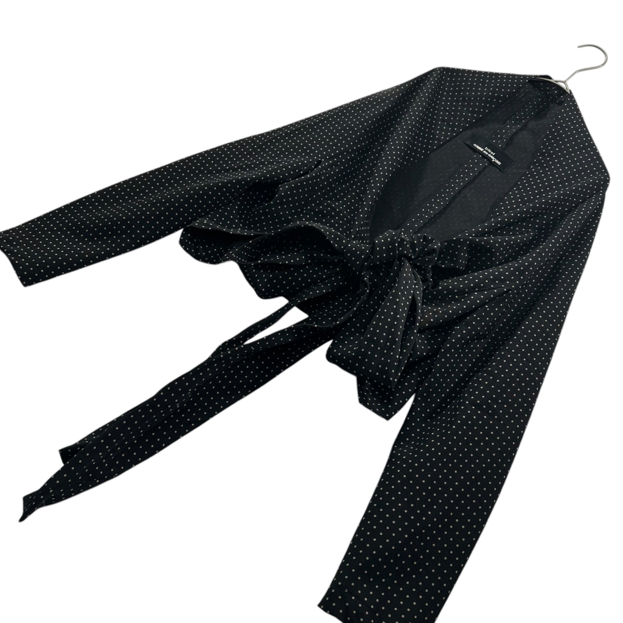 tricot COMME des GARCONS(トリココムデギャルソン) 89SS Polka-dot Front-Tie Bolero Cardigan ドット 前リボン ボレロ カーディガン TB-080-140 FREE ブラック AD1988 80's 80年代 ブラウス