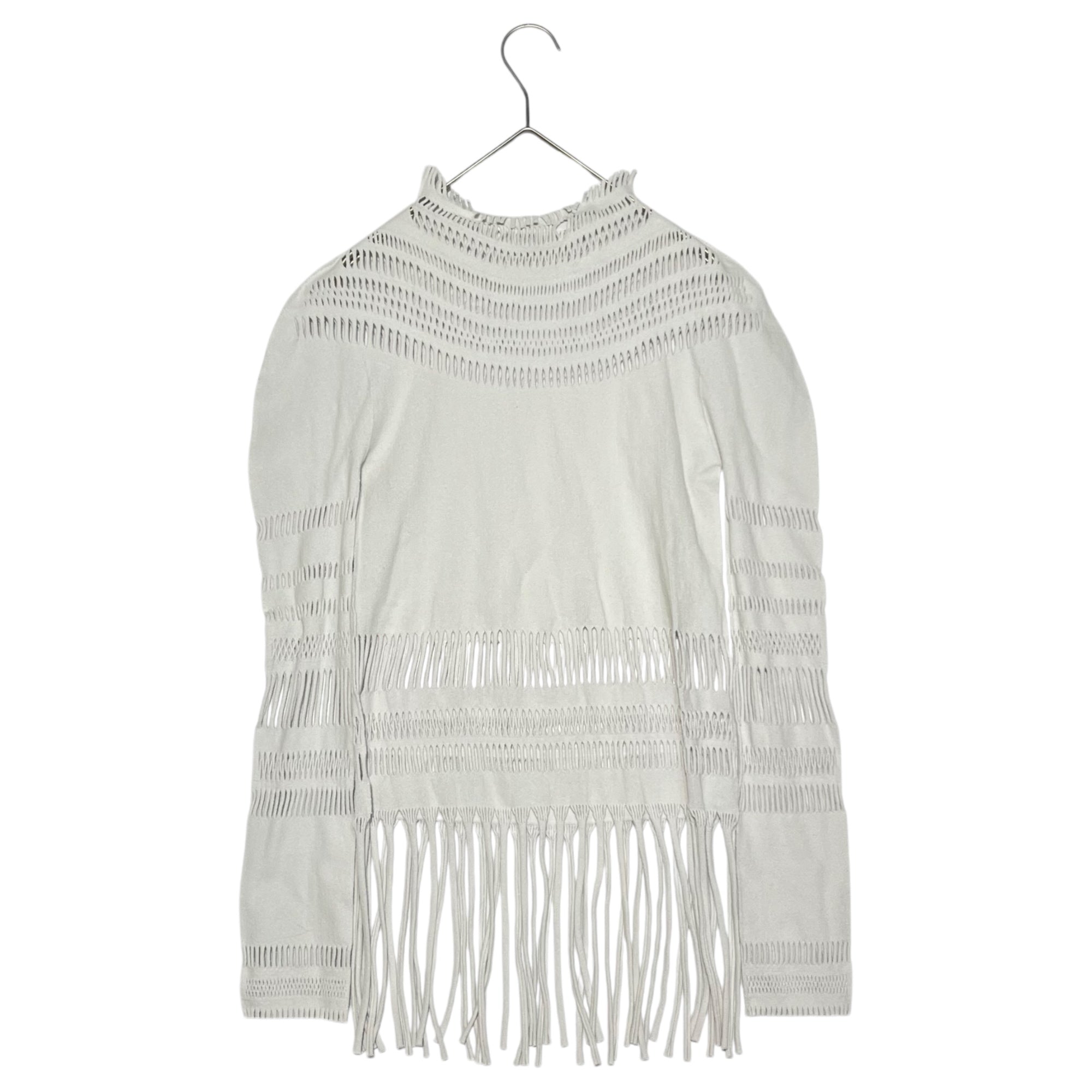 A-POC ISSEY MIYAKE(エーポック イッセイミヤケ) knitted fringe stretch cut and sew 編み フリンジ ストレッチ カットソー IM03KK316 2(M) ライトグレー