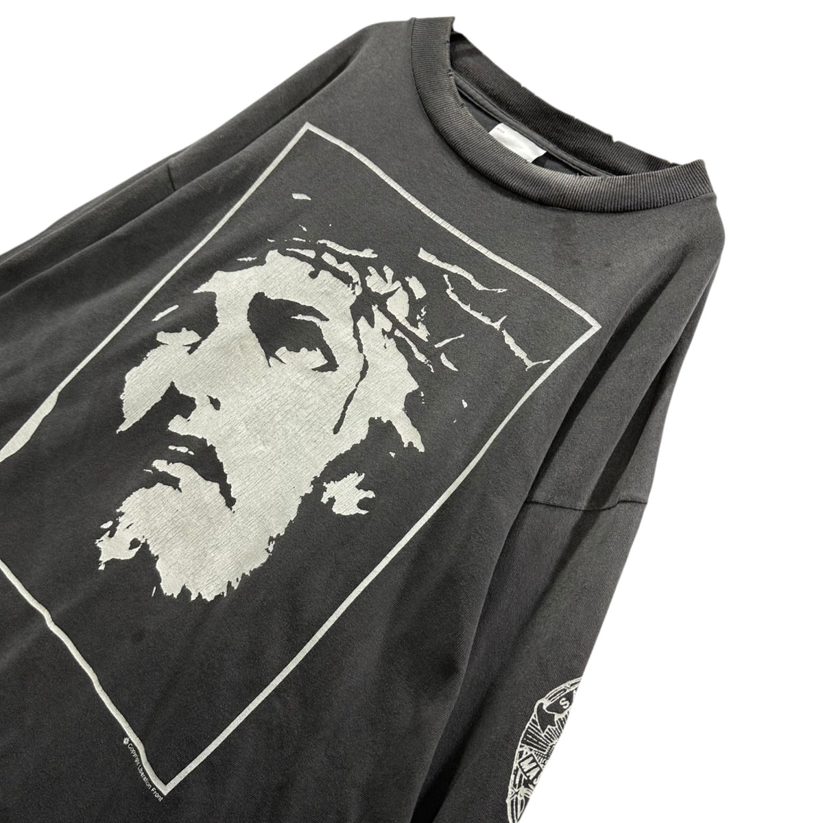 SAINT MICHAEL(セントマイケル) 2025SS L/S TEE LOVE SAINT ラブセント 長袖 Tシャツ SM-HR3-0000-033 M ブラック×ホワイト キリストモチーフ