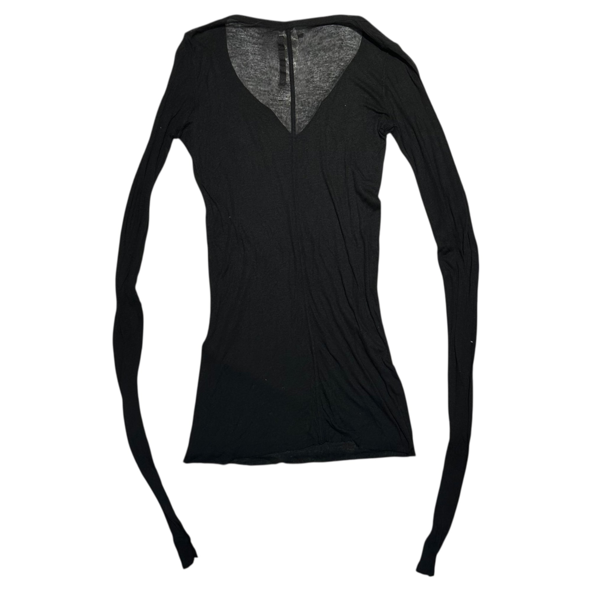 Rick Owens(リックオウエンス) 18SS Deep V-Neck Sheer Super Long Sleeve Knit Top 深 Vネック シアー スーパーロング スリーブ カットソー LI18S9108-R 38(M程度) ブラック LILIES