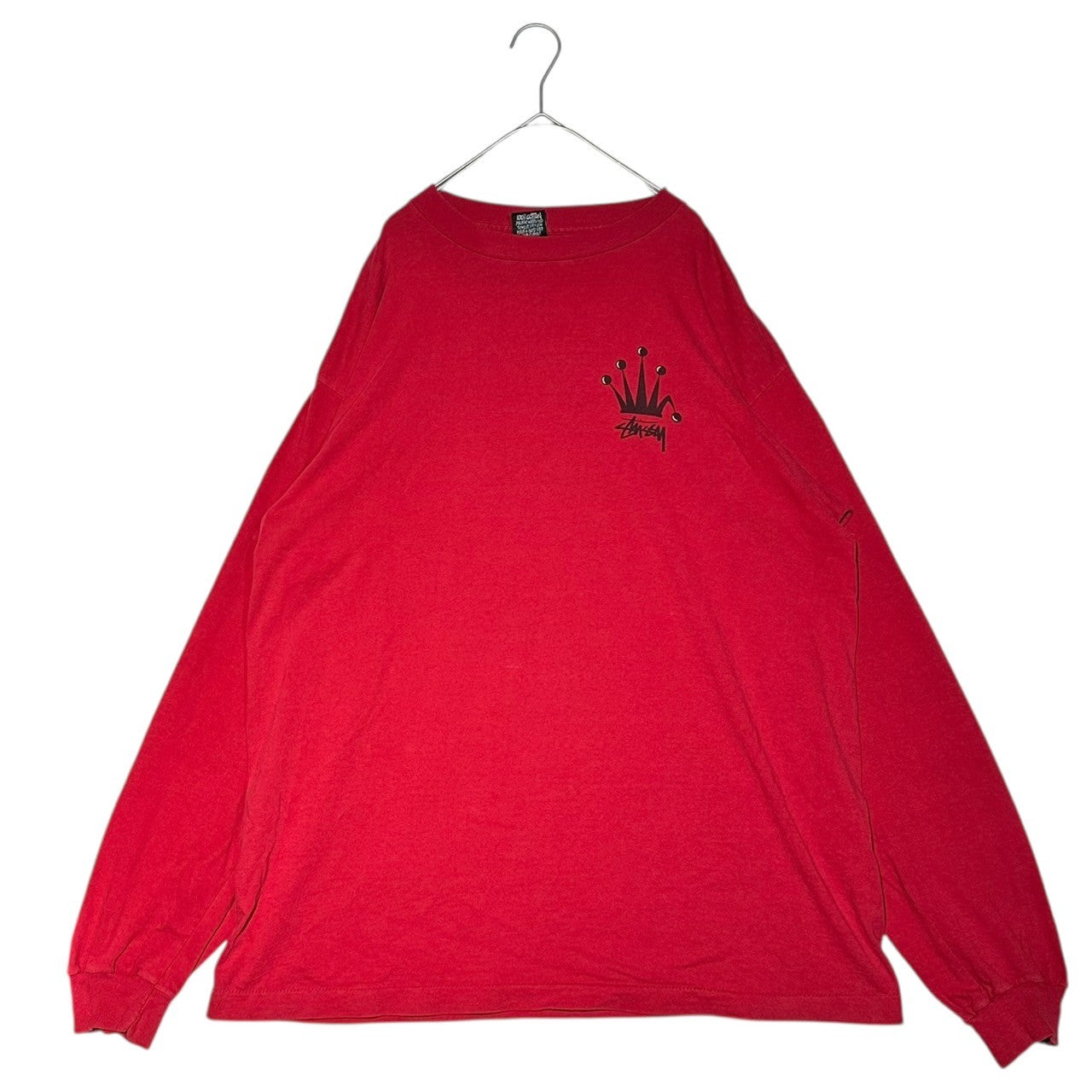 STUSSY(ステューシー) 80's Big Crown Logo L/S Tee ビッグ クラウン ロゴ 長袖 Tシャツ XXL レッド 80年代 ヴィンテージ OLD オールド 黒タグ