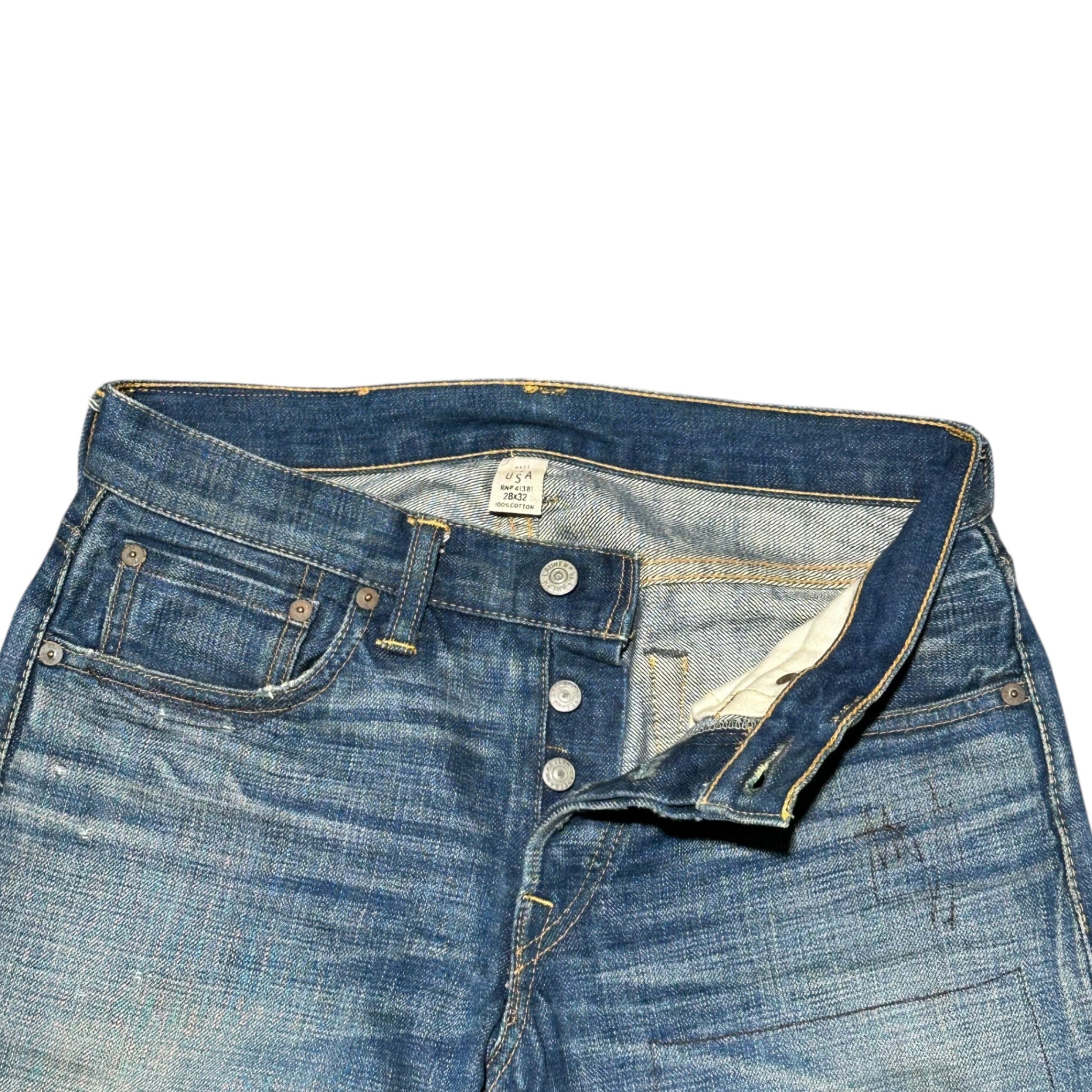RRL(ダブルアールエル) LOW STRAIGHT JEANS ”SANTOS TWO” ロー ストレート ジーンズ W28 L32 インディゴ ダメージ加工 デニム パンツ