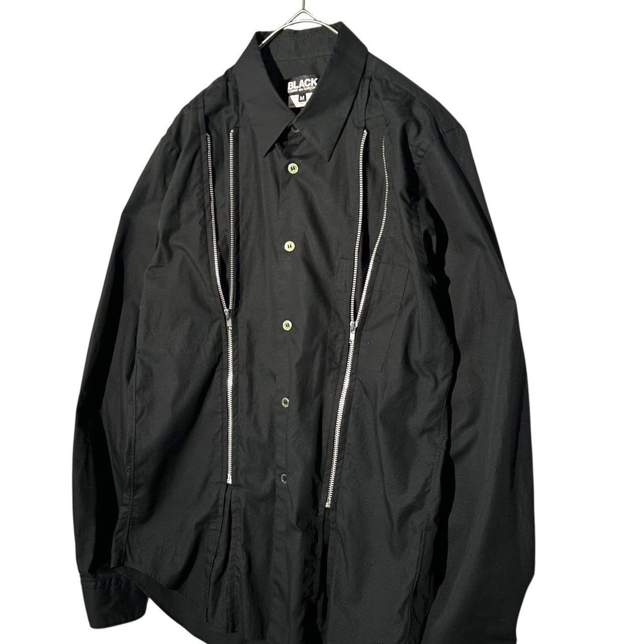 BLACK COMME des GARCONS(ブラックコムデギャルソン) 19SS Front Zip Regular Collar Long Sleeve Shirt フロントジップ レギュラーカラー 長袖 シャツ 1C-B001 M ブラック AD2018
