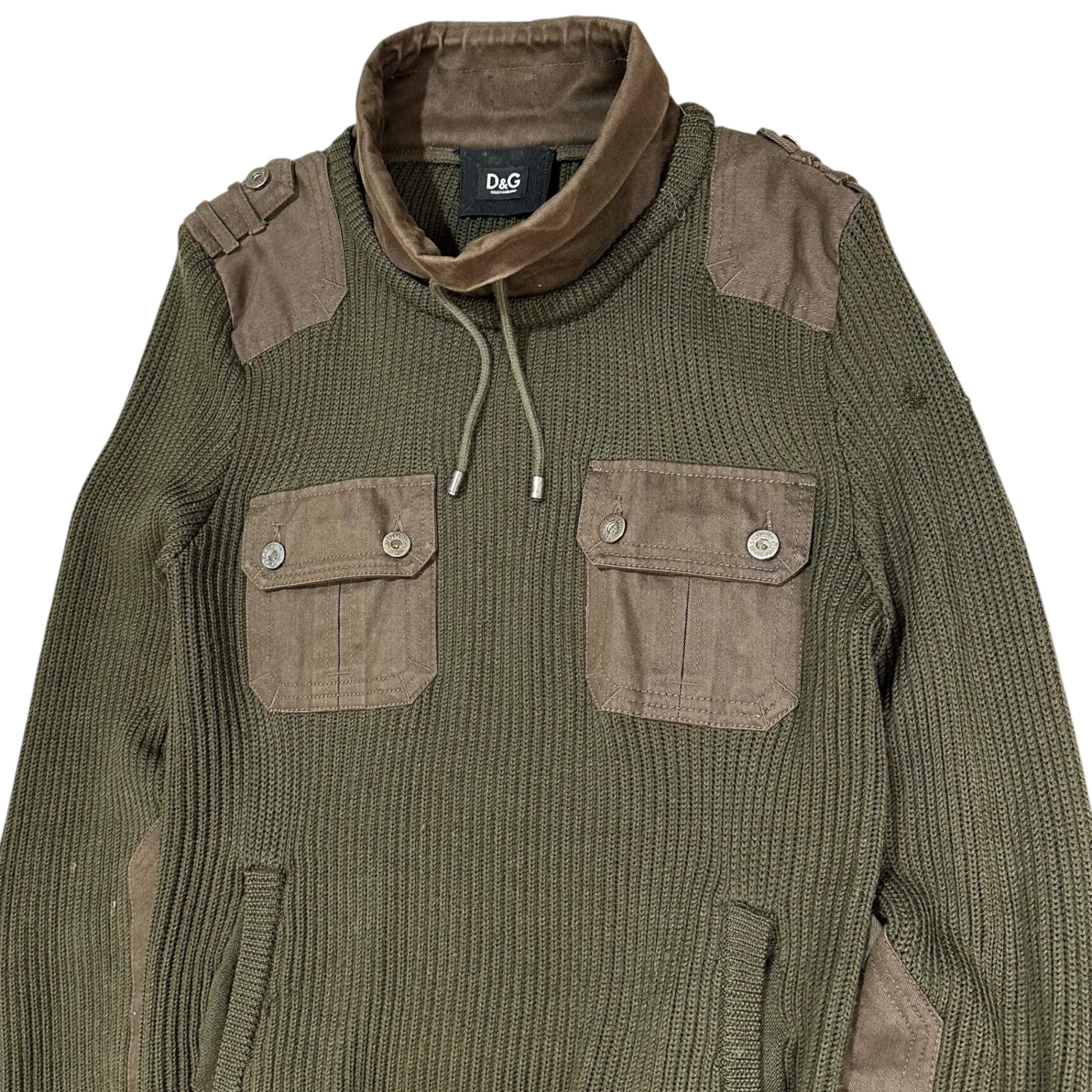 D&G(ディー&ジードルガバドルチェ&ガッバーナ) Military Pocket Pullover Wool Knit ミリタリー ポケット プルオーバー ウール ニット RK0366/SK611 M ブラウン