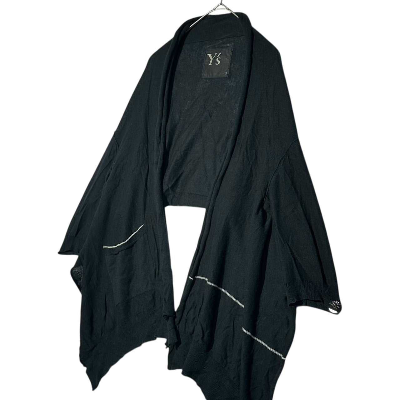 Y's(ワイズ) Line design bolero knit cardigan ラインデザイン ボレロ ニット カーディガン 羽織 2(M程度) ブラック×ホワイト