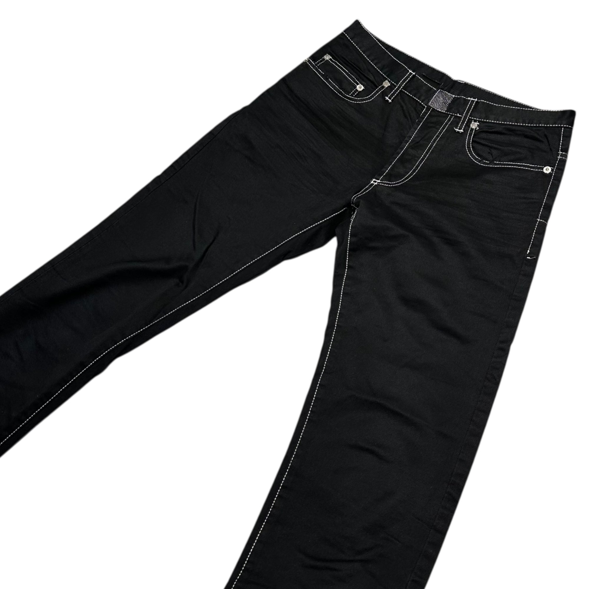 Dior HOMME(ディオールオム) White Stitch Long Skinny Pants ホワイト ステッチ ロング スキニー パンツ 28 ブラック