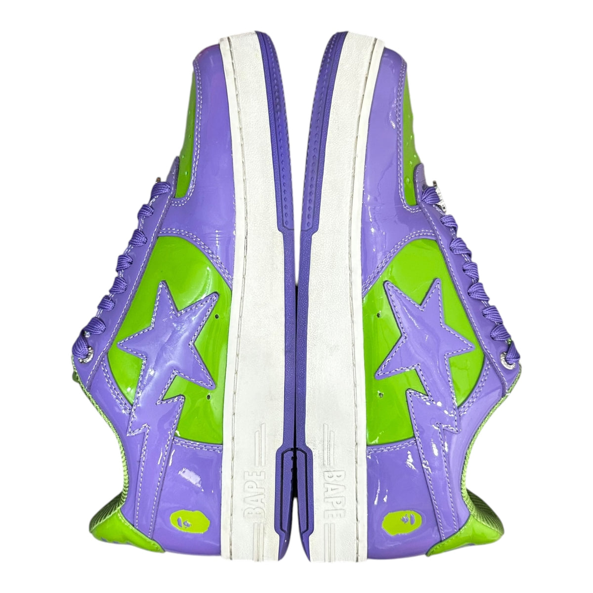 A BATHING APE(アベイシングエイプ) Patent Bape Sta Low-Cut Sneakers エナメル ベイプ スタ ローカット スニーカー 1L30191303 9.5 パープル×グリーン