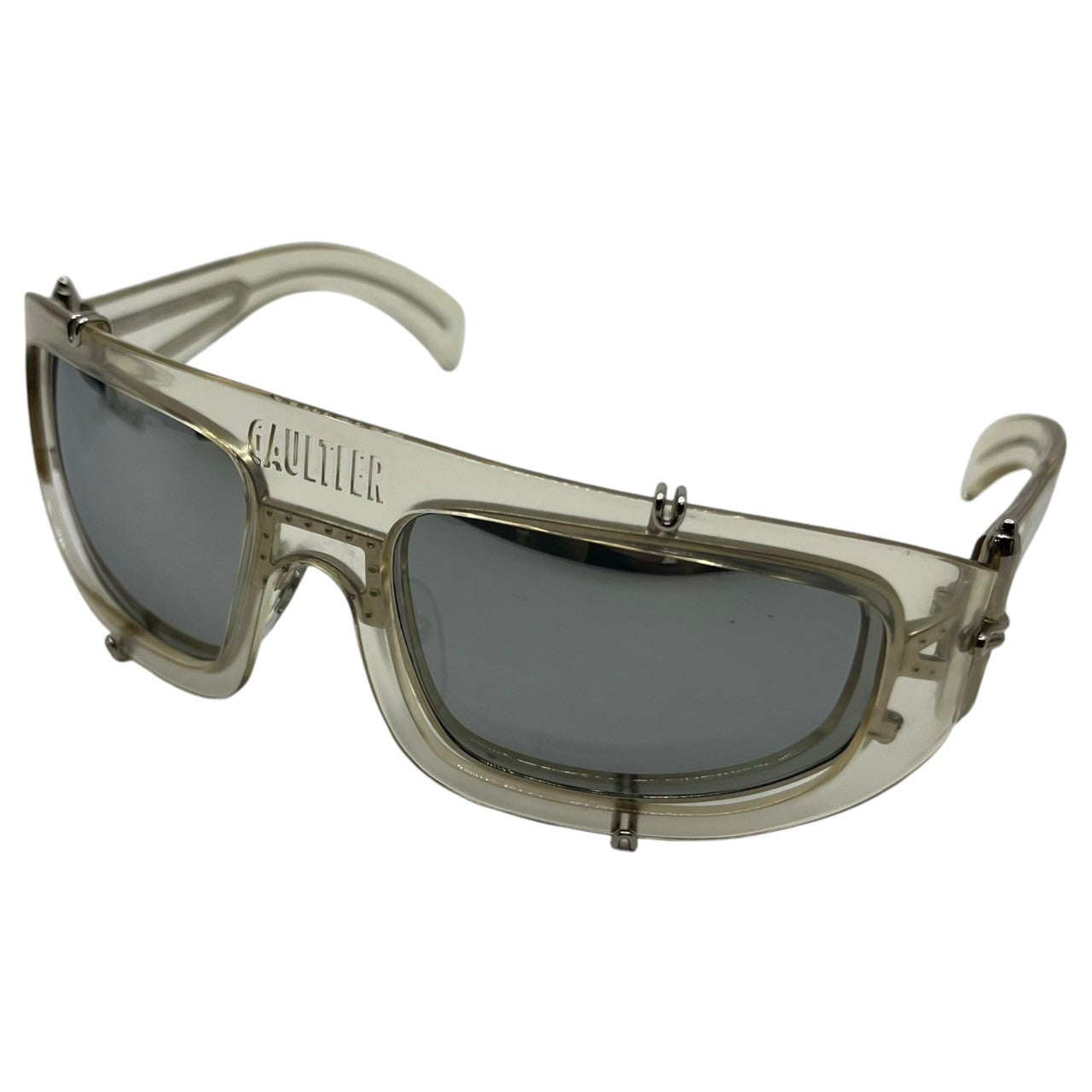 Jean Paul GAULTIER(ジャンポールゴルチエ) 90's Clear metal frame mirror lens sunglasses クリア メタル フレーム ミラー レンズ サングラス 56-6202 クリア サイバー 眼鏡 メガネ ロゴ