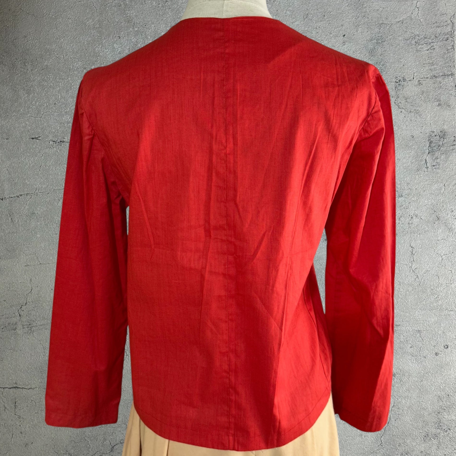 VINTAGE(ヴィンテージ) remake paper button shirt ペーパーボタンのリメイクシャツ ブラウス 表記無し(Mサイズ程度) レッド