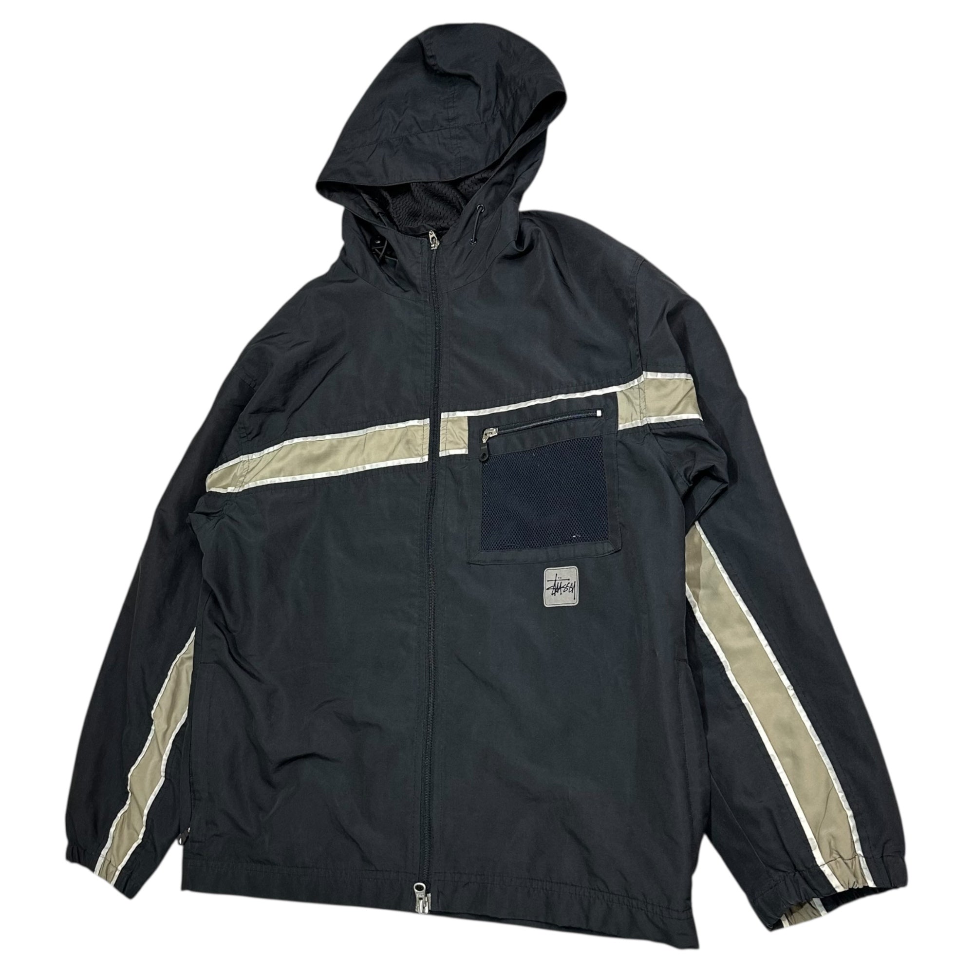 STUSSY SPORT(ステューシー スポーツ) 00's Logo Tech Nylon Hooded Jacket Parka ロゴ テック ナイロン フーデッド ジャケット パーカー L ブラック Y2K