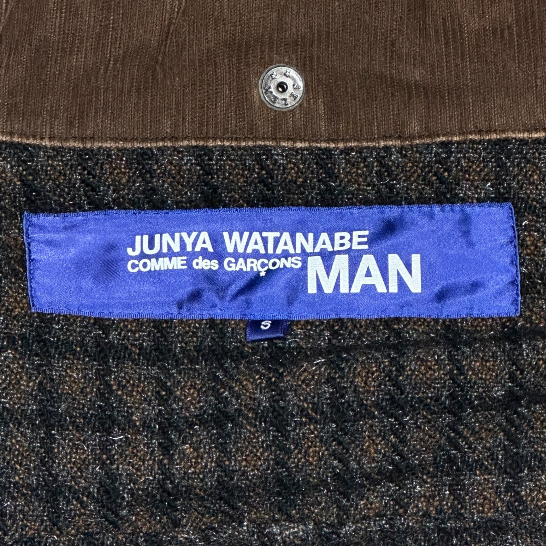 COMME des GARCONS JUNYA WATANABE MAN(コムデギャルソンジュンヤワタナベマン) 09AW W/N/M Lame Workers Vest ウール ナイロン モヘア ラメ ワーカーズ ベスト WD-J005 S ブラウン×ブラック AD2009 襟コーデュロイ