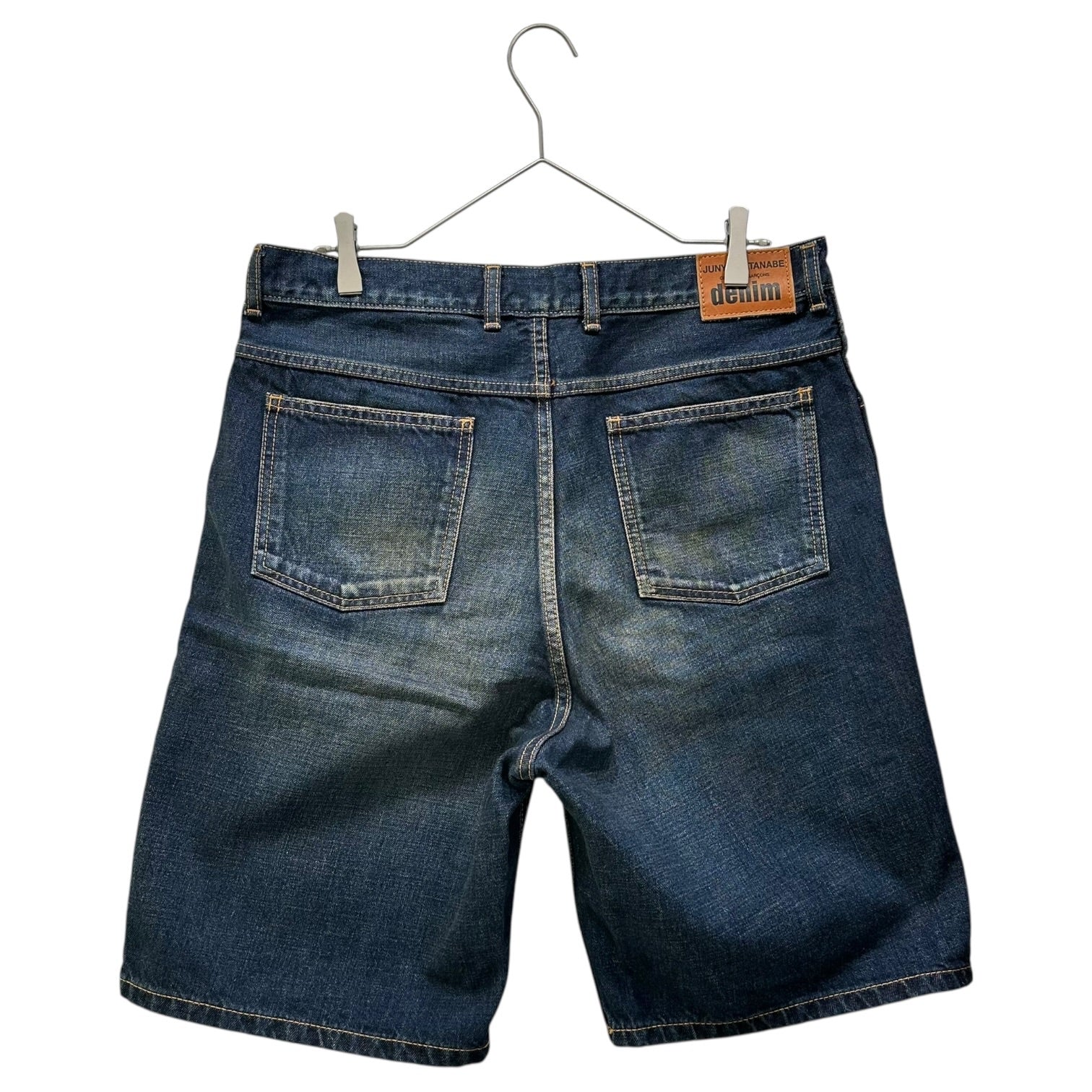 COMME des GARCONS JUNYA WATANABE(コムデギャルソンジュンヤワタナベ) 12AW Wide Silhouette Denim Shorts ワイド シルエット デニム ハーフパンツ JJ-P202 M インディゴ AD2012 USED加工 男性着用可能