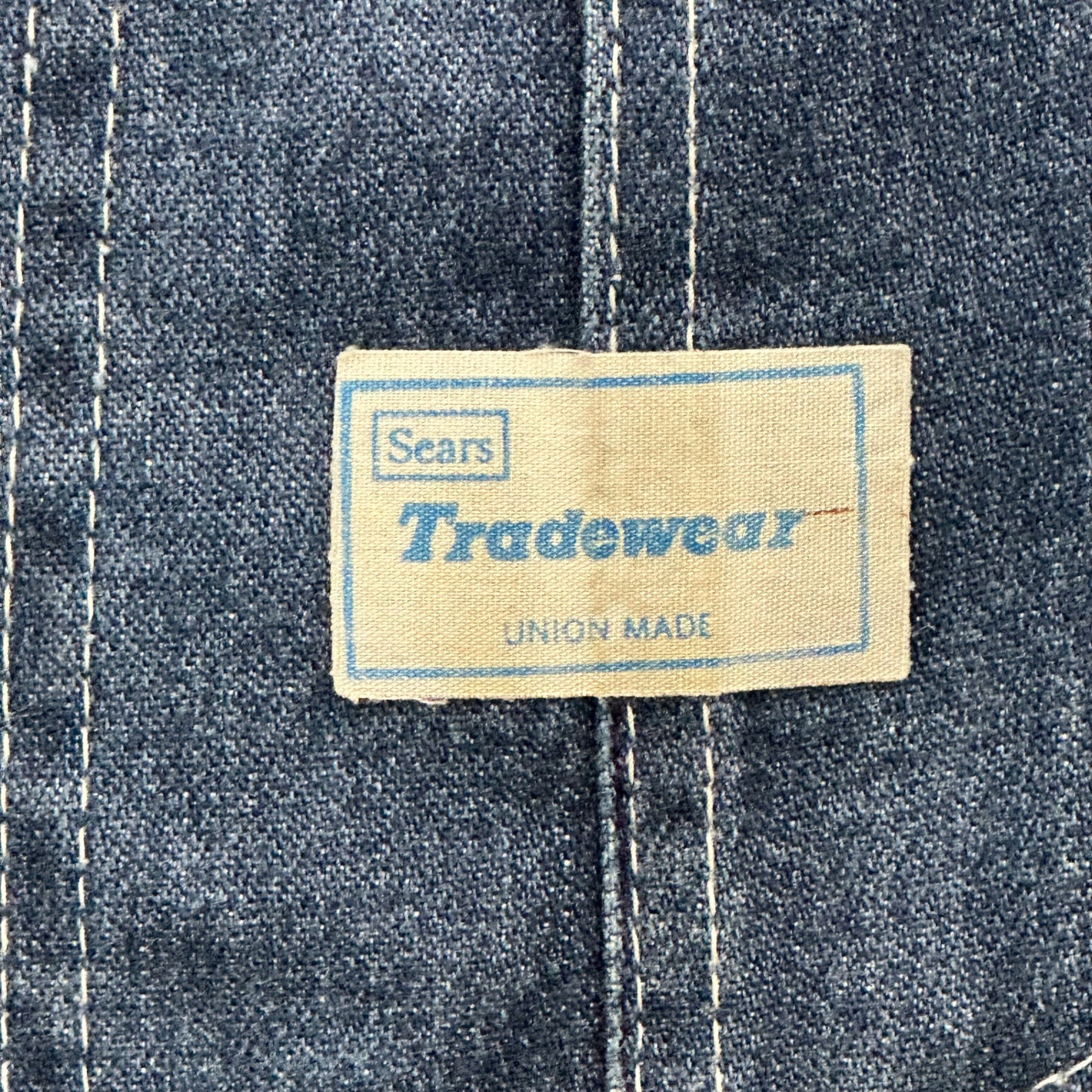 SEARS(シアーズ) 70's USA made Tradewear perma prest Denim overalls デニム オーバーオール 38×30 インディゴ 70年代～ ヴィンテージ USA製