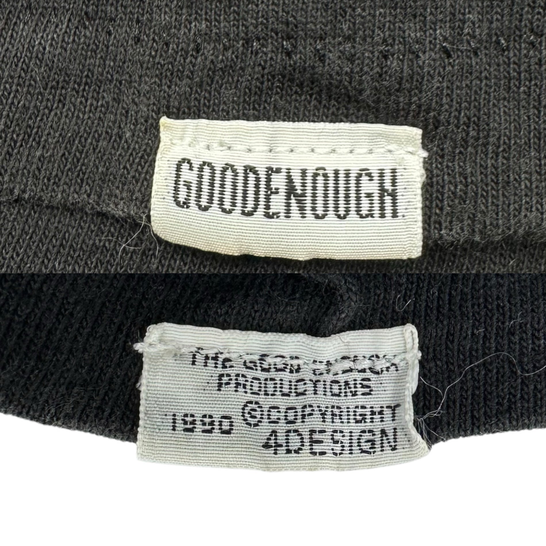 GOODENOUGH(グッドイナフ) 90's Early Front & Back Print Crew Neck T-Shirt 90年代 初期 フロント＆バック プリント クルーネック Tシャツ M ブラック×ホワイト
