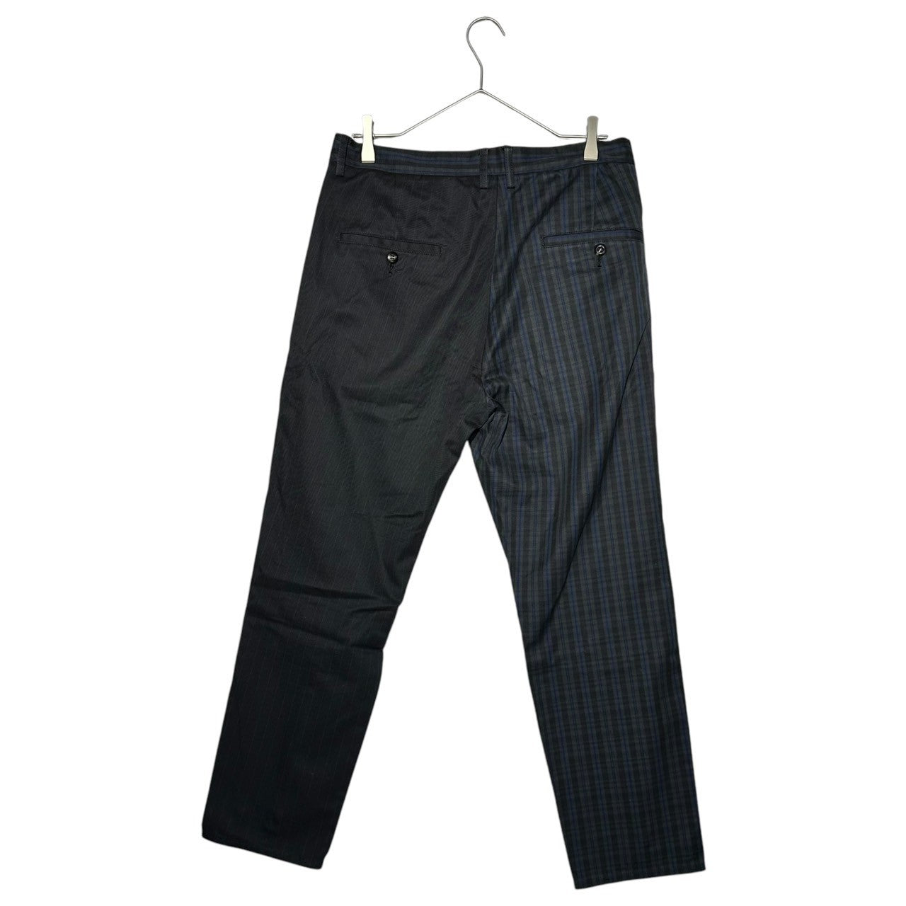 Jieda(ジエダ) SWITCHING TUCK SLACKS スイッチング タックス ラックス jie-19W-PT07-B 2 ブラック×ブルー テーパード チェック 裾ジップ パンツ