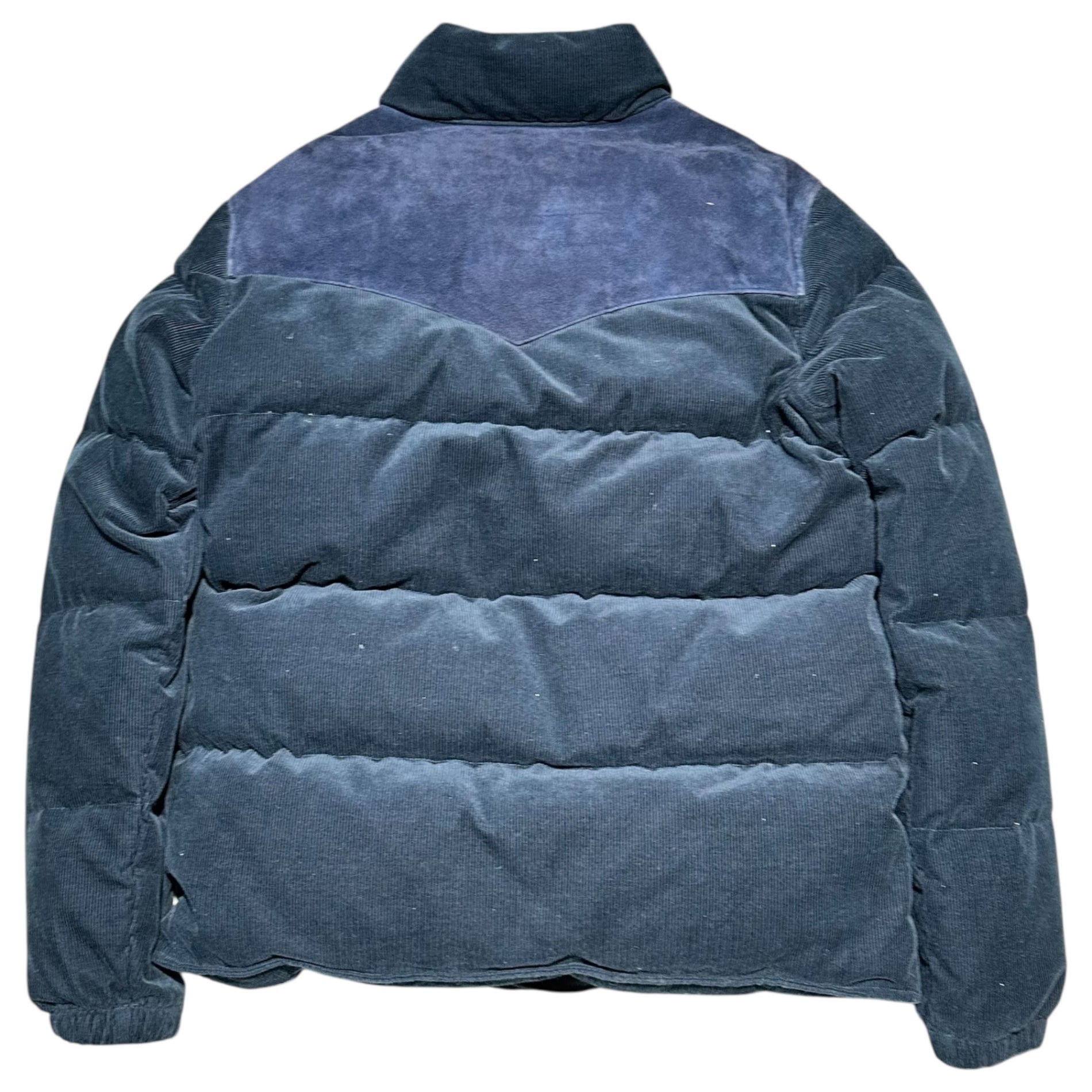 Ron Herman(ロンハーマン) Concho Button Suede Yoke Corduroy Down Jacket コンチョ ボタン スウェード ヨーク コーデュロイ ダウン ジャケット 表記無(Ｍ程度) ネイビー