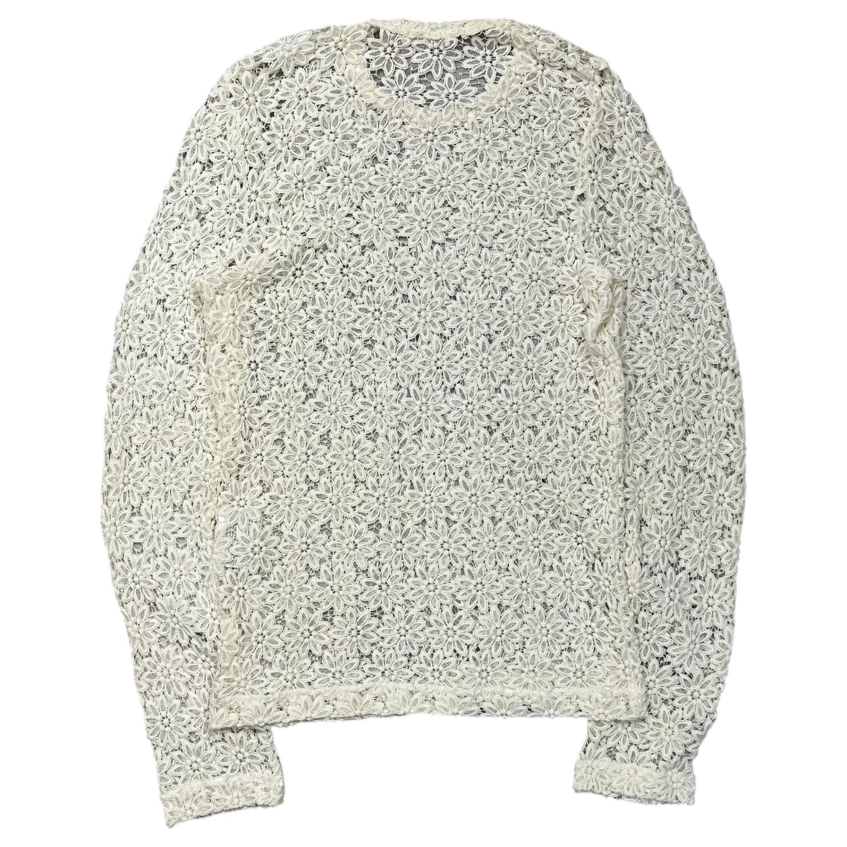 COMME des GARCONS(コムデギャルソン) 1996SS Dye-in-the-Yarn Flower Lace L/S Pullover Cut-and-Sewn Top 製品染め フラワー レース 長袖 カットソー Ｍ アイボリー