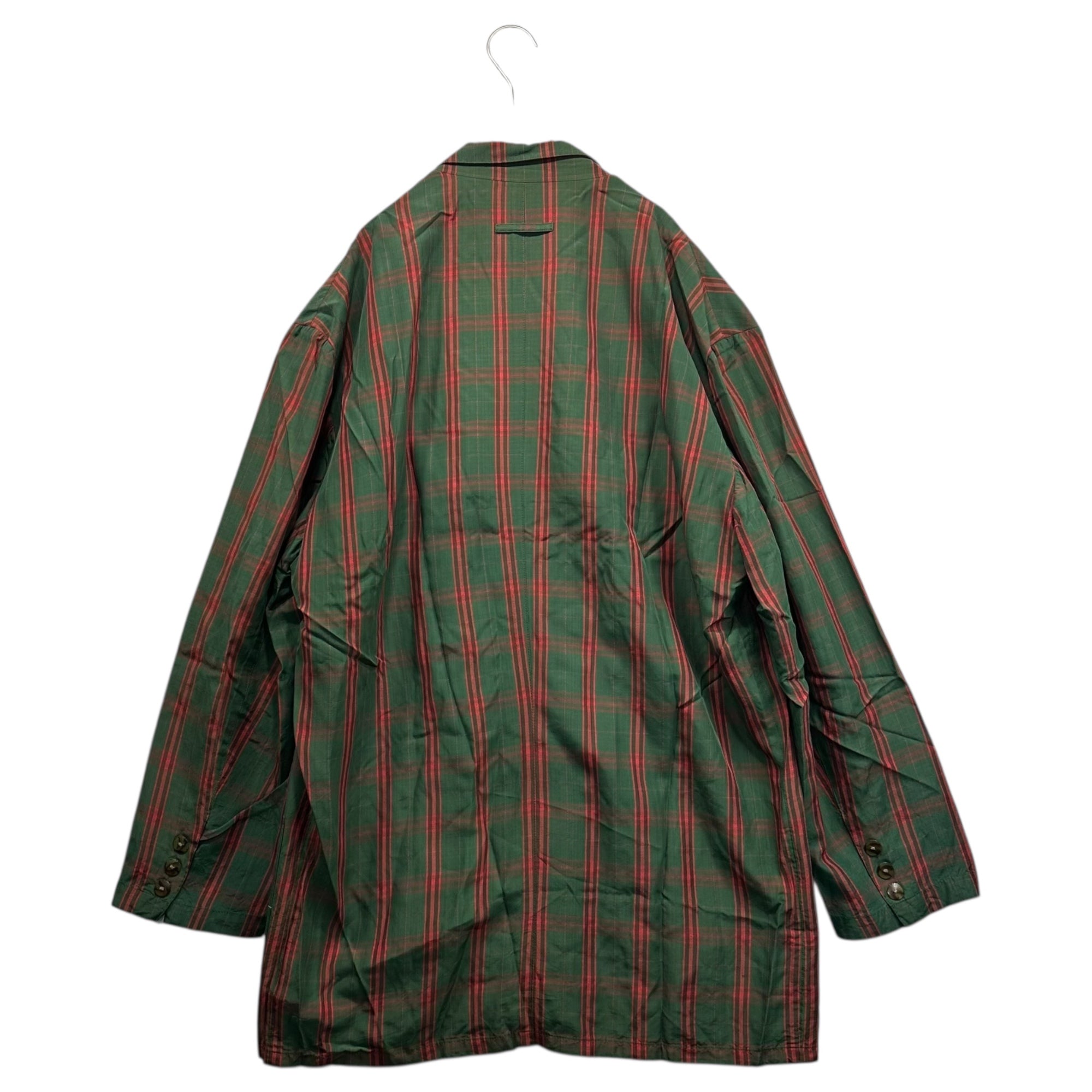 Jean Paul GAULTIER HOMME(ジャンポールゴルチエオム) 80s～90's Rayon Check Pattern 3-Button Jacket 80年～90年代 レーヨン チェック 3ボタン ジャケット C-OS-468 M グリーン×レッド オンワード代理店期