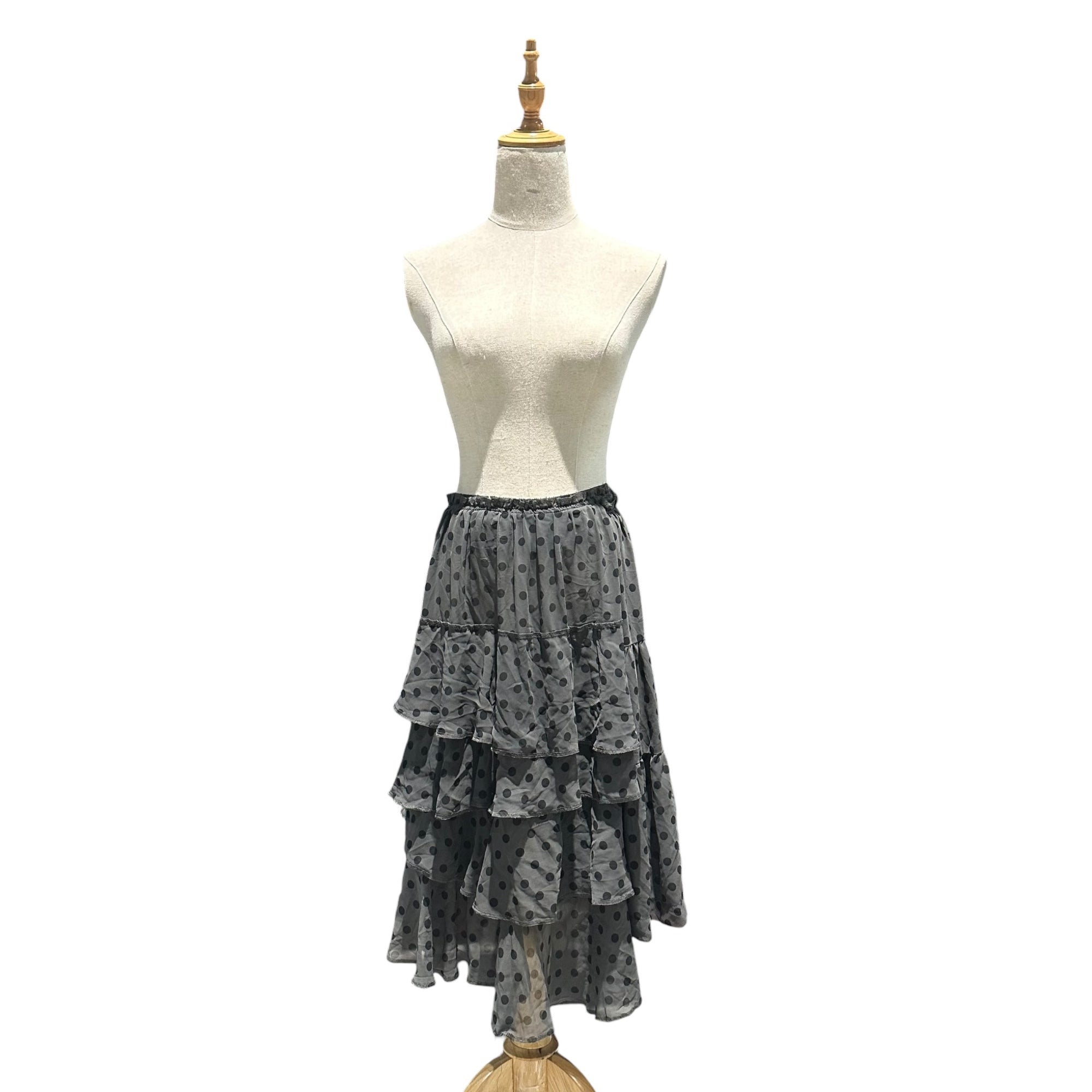 COMME des GARCONS(コムデギャルソン) 2013SS Polka-Dot Sheer Tiered Skirt ドット シースルー ティアード スカート GK-S043 XS グレー×ブラック AD2012