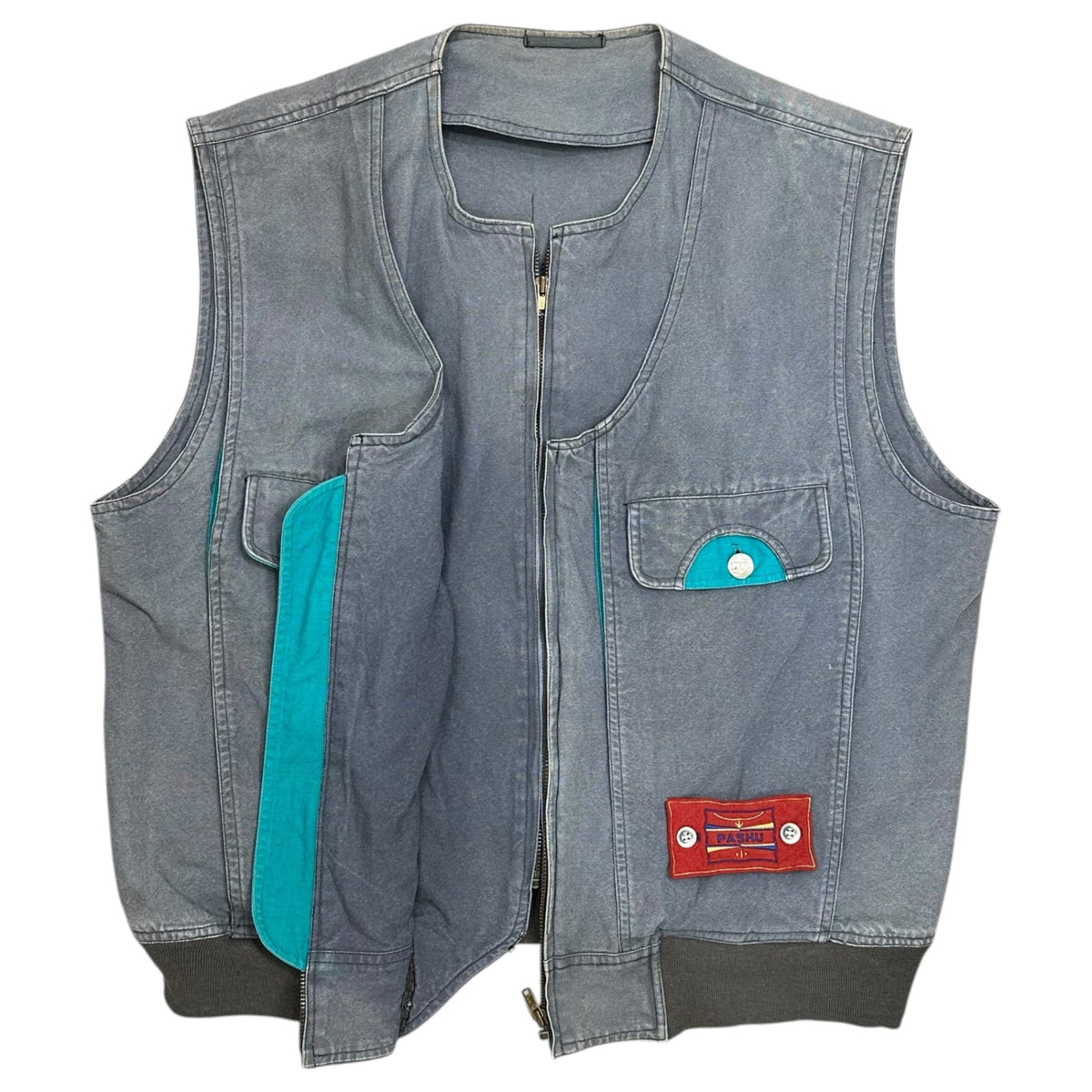 PASHU(パッシュ) 1990’s Layered Gimmick Vest レイヤード ギミック ベスト M グレー×ライトブルー 90年代