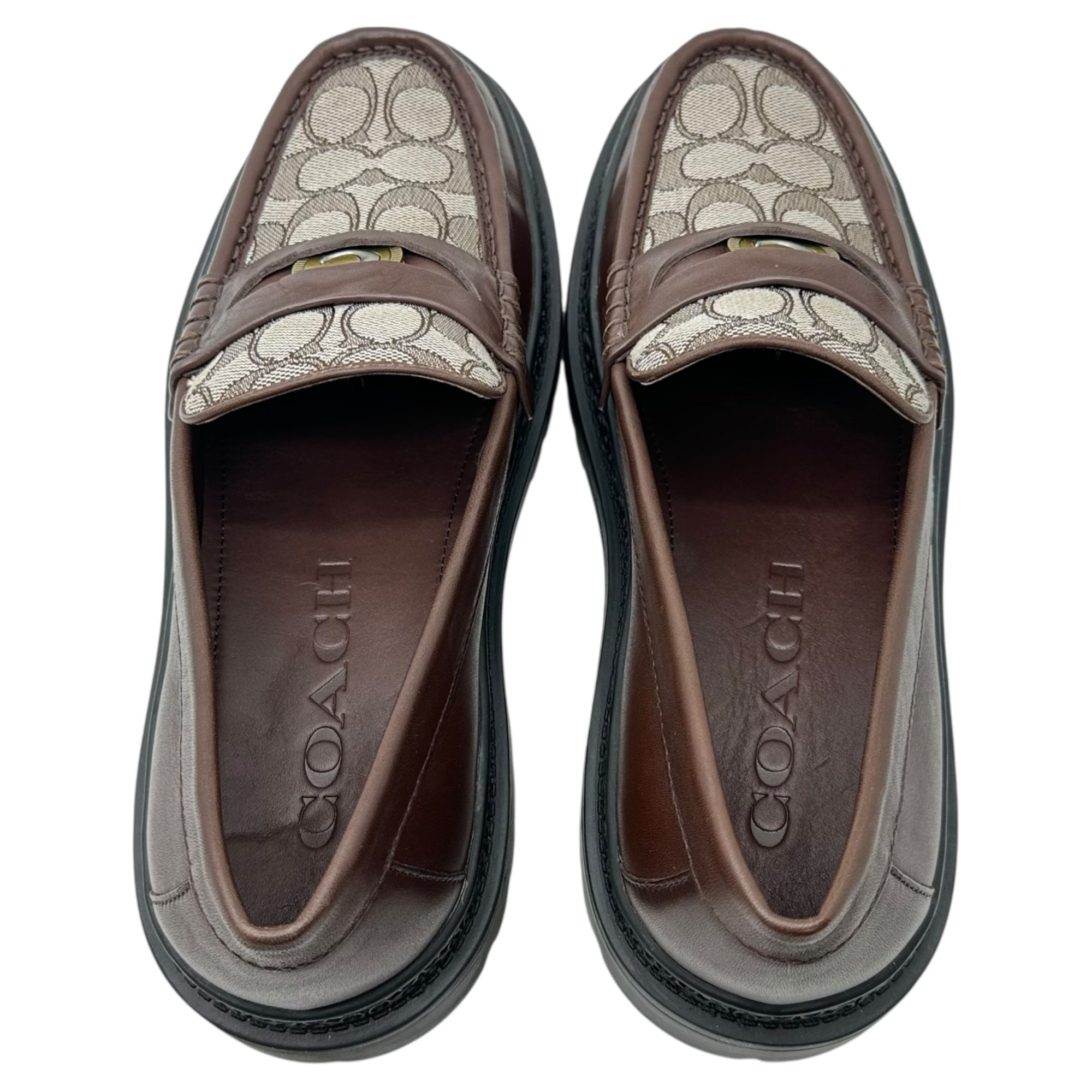 COACH(コーチ) 23AW Signature Coin Loafer - Jacquard シグネチャー コイン ローファー - ジャカード CC833 8.5(26.5cm程度) ブラウン 革靴 レザー シューズ 箱付