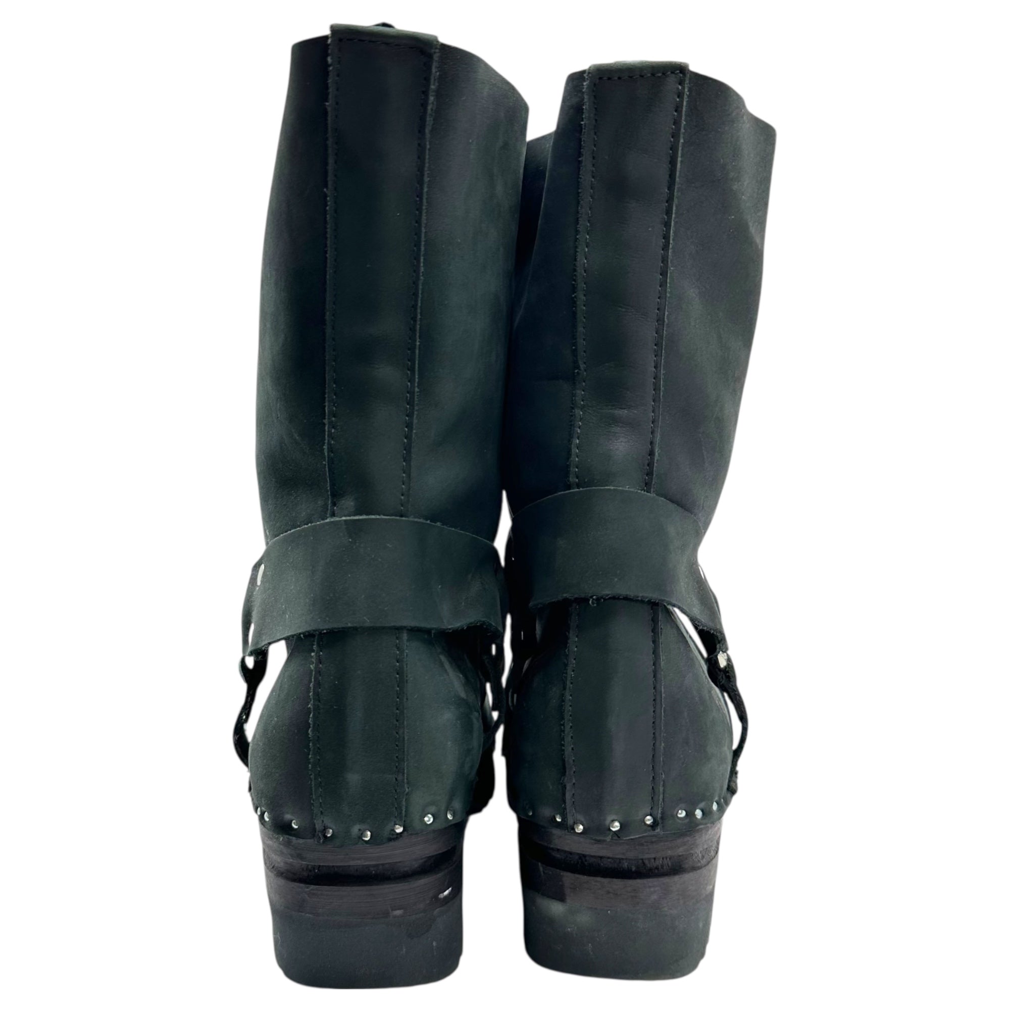 NEEDLES×Troentorp(ニードルズ×トロエントープ) 21AW Troentorp Harness Clog Boots - Nuback トロエントルプ ハルネス クロッグ ブーツ - ヌバック JO319 41(約26.5-27cm) ブラック スタッズ ウエスタン ハーネス