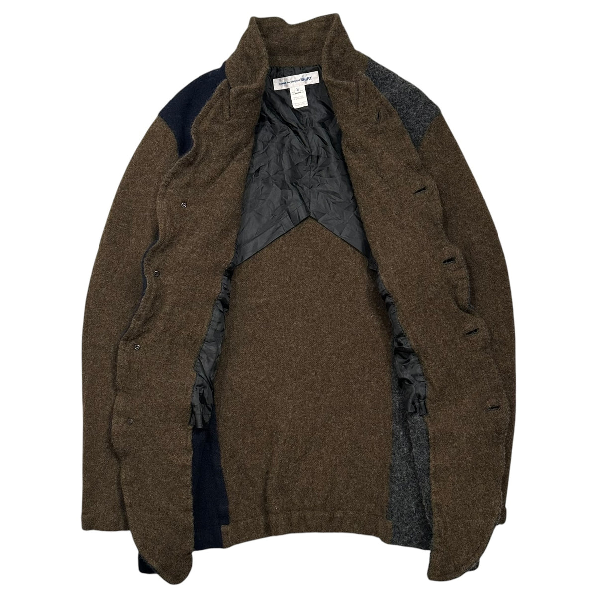 COMME des GARCONS SHIRT(コムデギャルソンシャツ) 2025AW Boiled Wool Panel 5B Jacket 切替 ウール縮絨 5B ジャケット FP-J505 M グレー×ネイビー×ブラウン