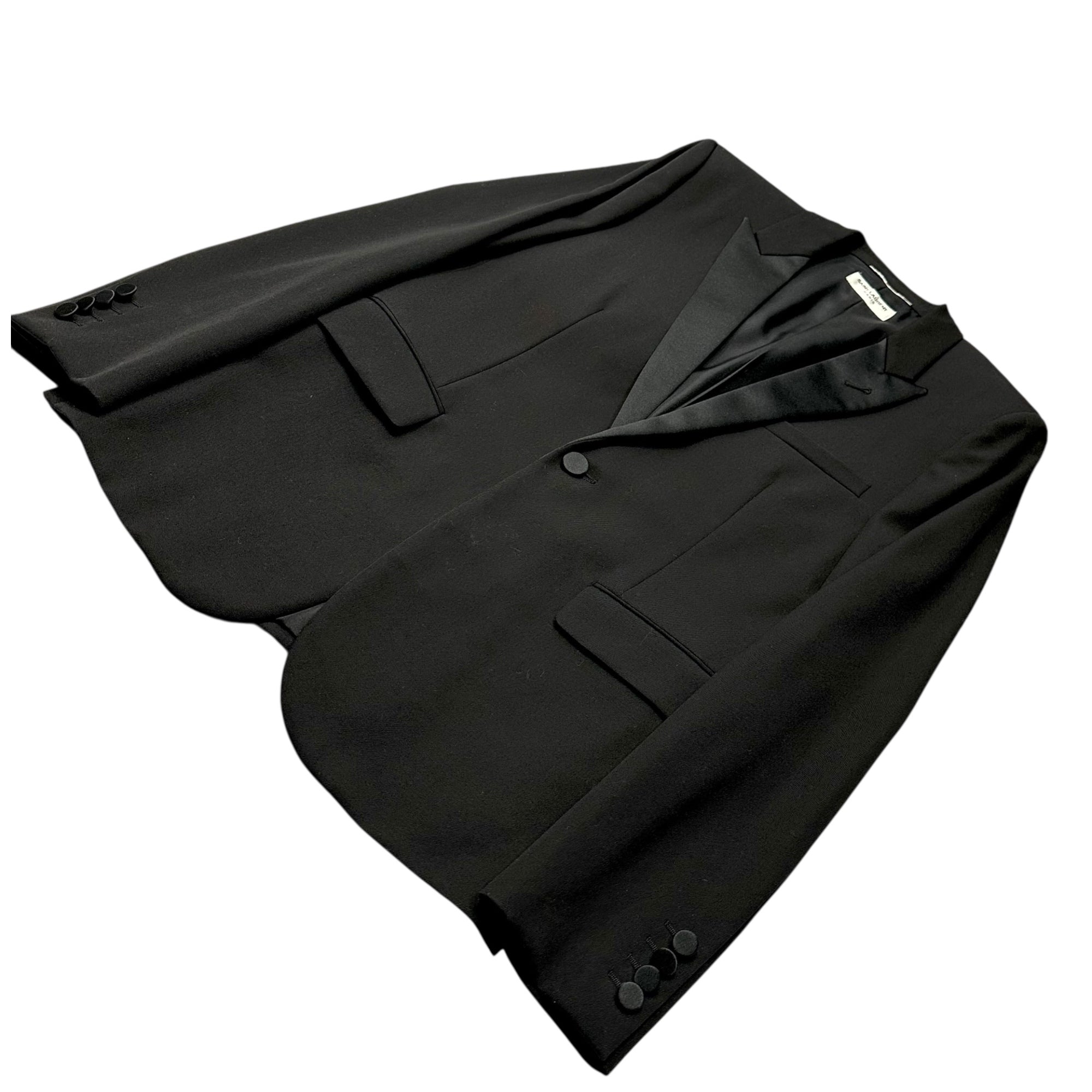 SAINT LAURENT PARIS(サンローランパリ) 16AW By Hedi Slimane 1B Smoking Jacket Setup エディ期 スモーキング ジャケット セットアップ 398910 48 ブラック エディースリマン スーツ スラックス テーラード