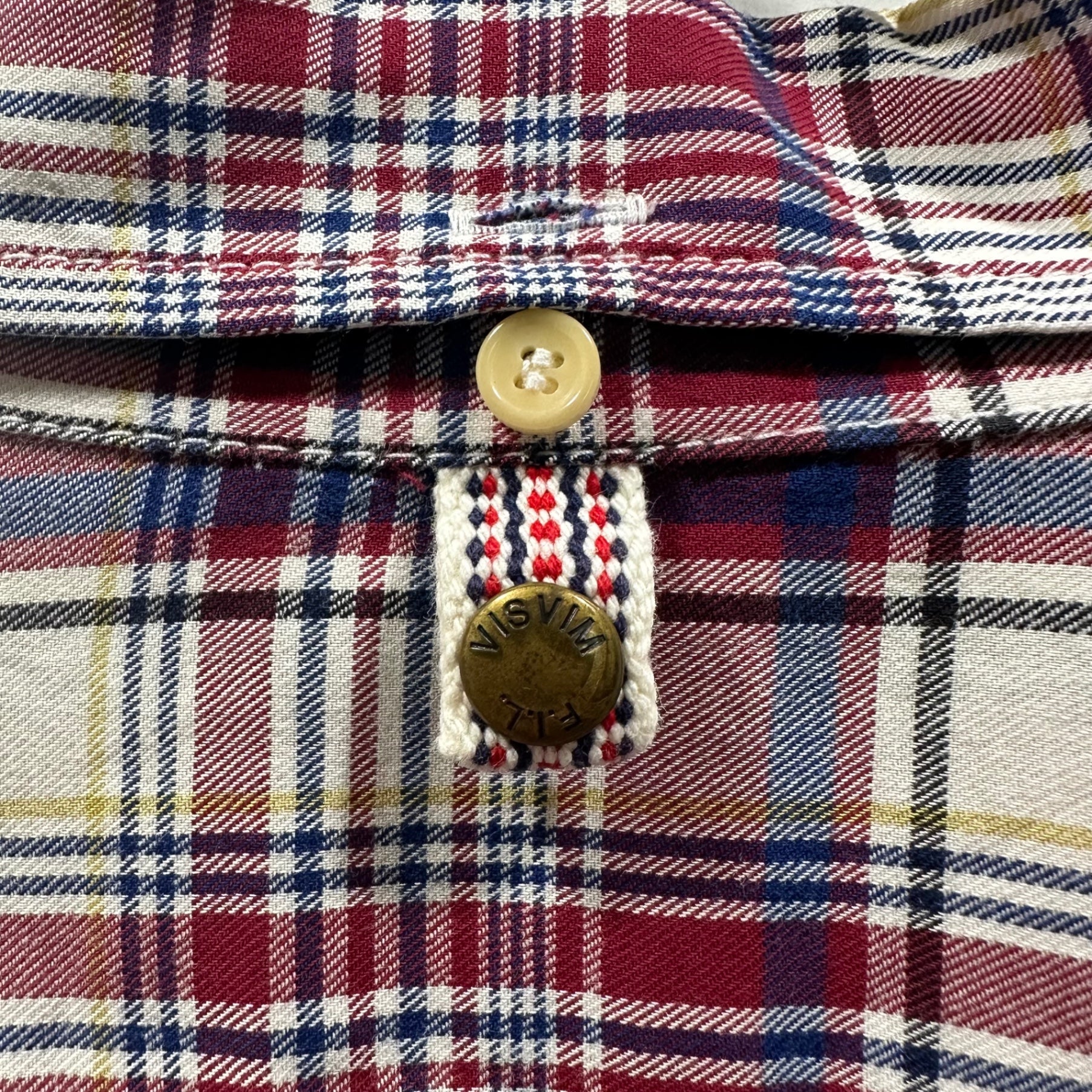 VISVIM(ビズビム/ヴィズヴィム) Plaid Button-Down Shirt チェック ボタン ダウン シャツ VS0001535 S レッド