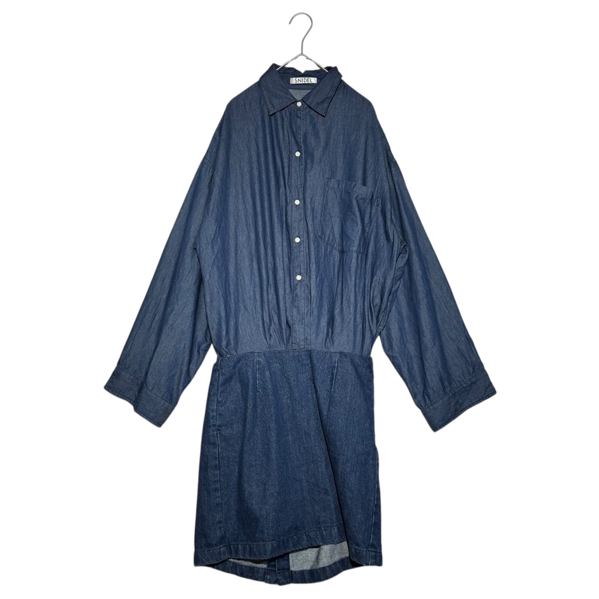 snidel(スナイデル) Over Shirt Docking Mini Dress オーバー シャツ ドッキング ミニ ワンピース - デニム SWFO222031 1(S程度) インディゴ 長袖