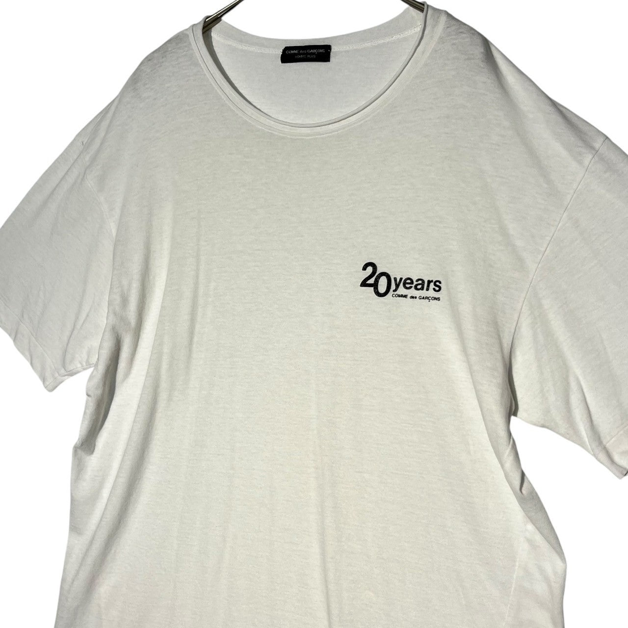 COMME des GARCONS HOMME PLUS(コムデギャルソンオムプリュス) 90's 20th anniversary logo cut-out neck T-shirt 90年代 20周年ロゴ 切りっぱなし ネック Tシャツ FREE ホワイト