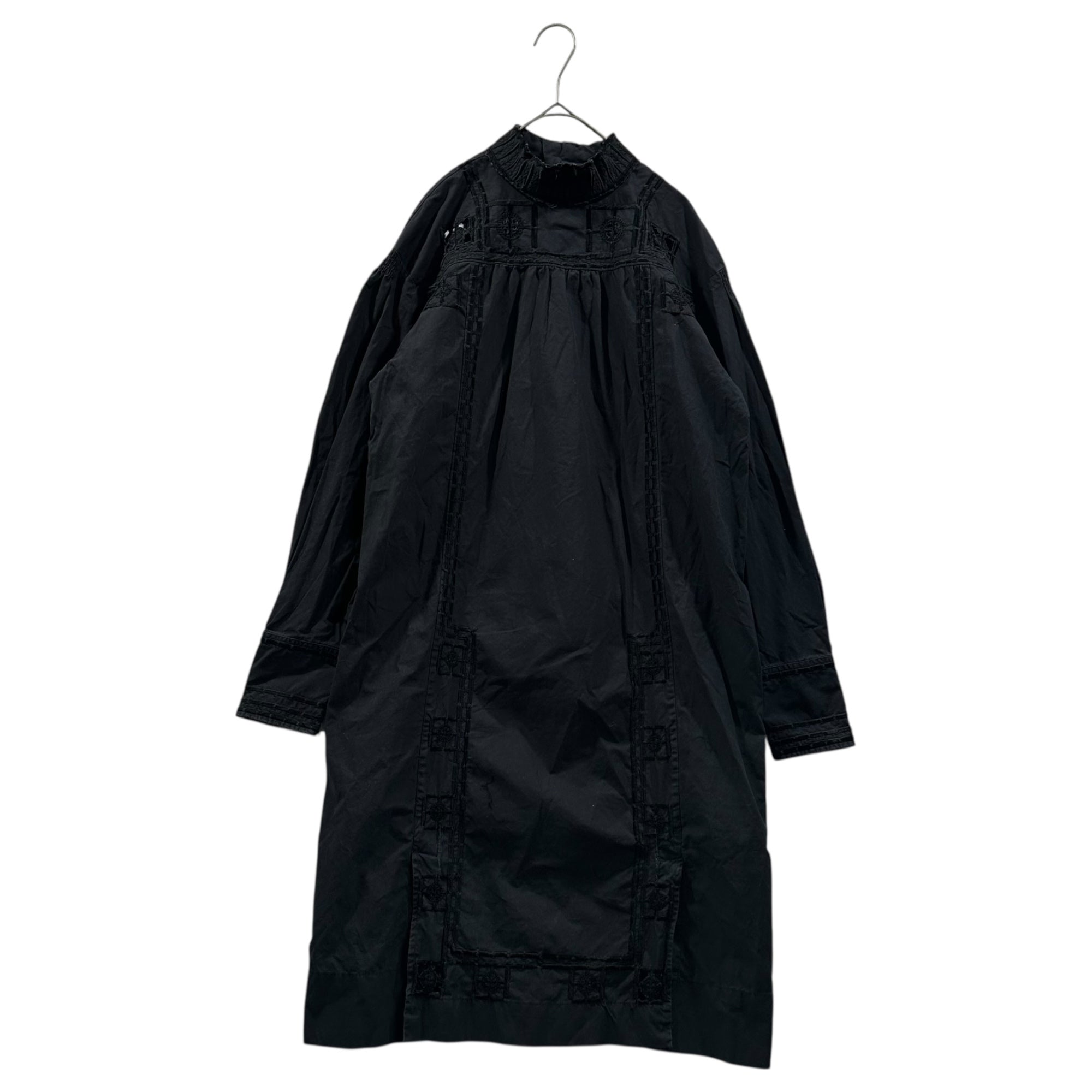 ISABEL MARANT(イザベルマラン) Ethnic Embroidered Stand Collar Cotton Dress エスニック 刺繍 スタンドカラー コットン ワンピース 36(S程度) ブラック サイドポケット