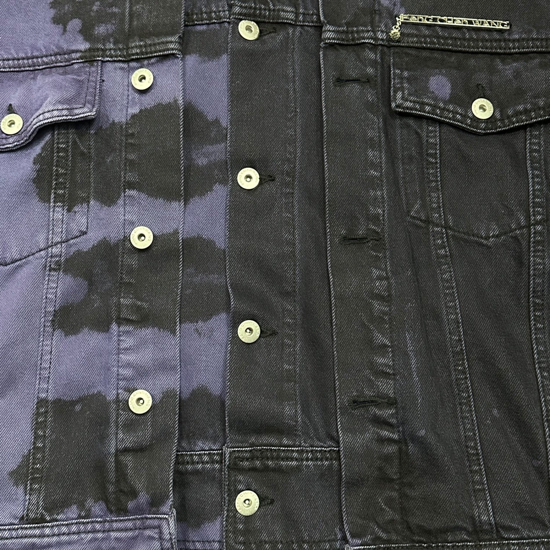 Feng Chen Wang(フェンチェンワン) TIE DYE DENIM JACKET & TECHNICAL CARGO PANTS タイダイ デニム ジャケット  & テクニカル カーゴ パンツ FF12JAC127 FF12TRO509 S パープル×ブラック セットアップ 上下セット