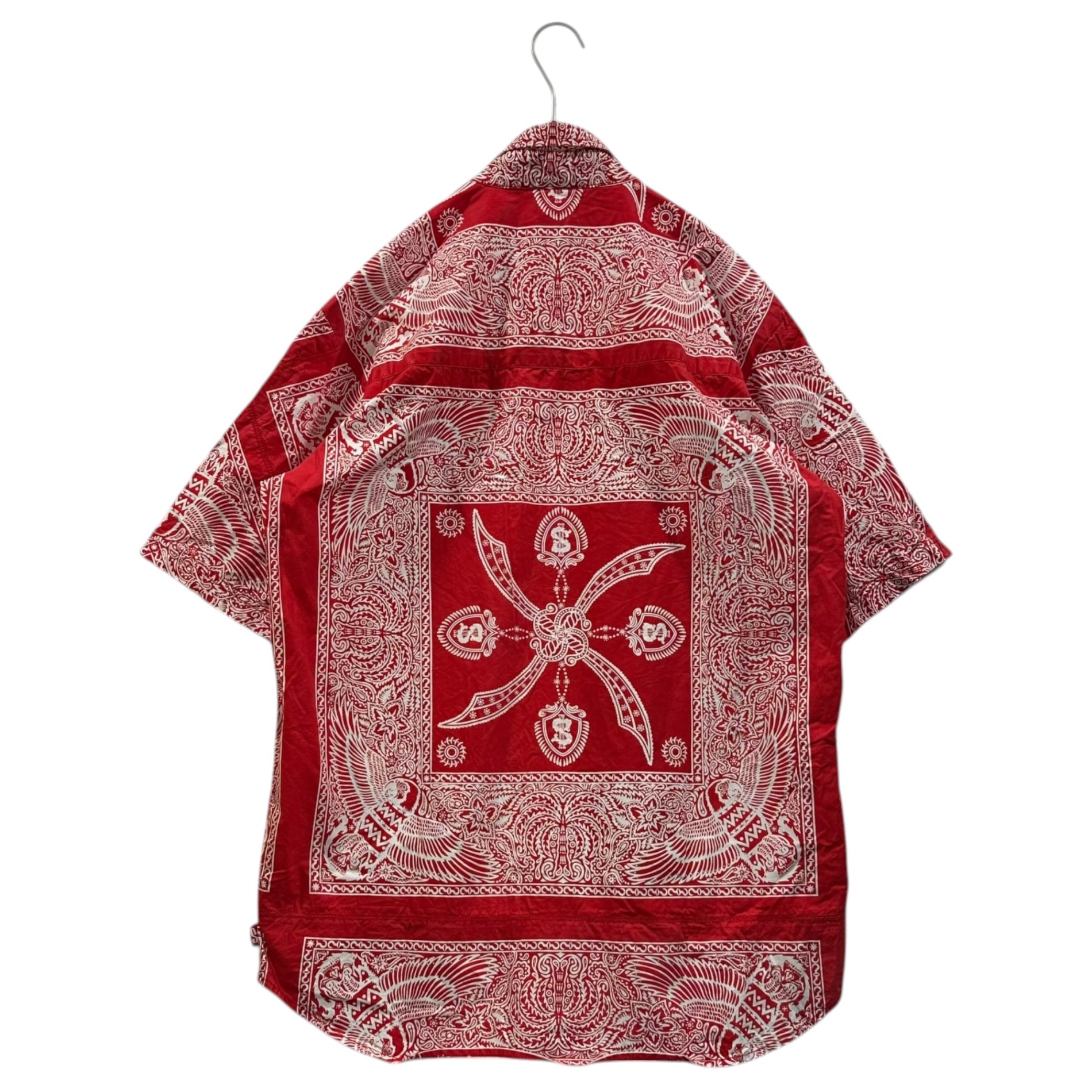 入手困難　STUSSY バンダナレッド STUSSY(ステューシー) Bandana-print cotton S/S shirt バンダナ柄
