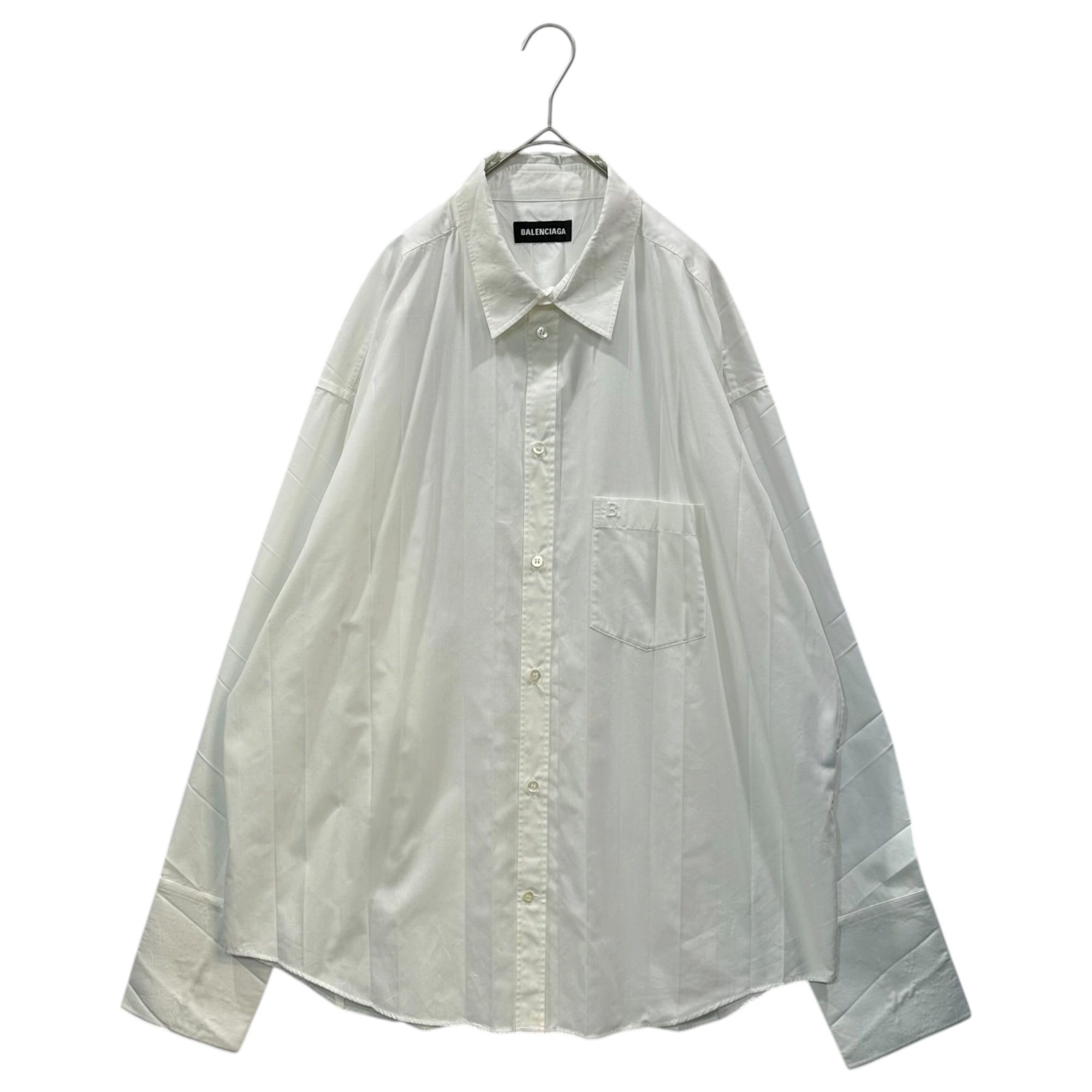 BALENCIAGA(バレンシアガ) 2020AW PLEATED LARGE FIT SHIRT プリーツ ラージフィット シャツ 622302 41 ホワイト オーバーサイズ