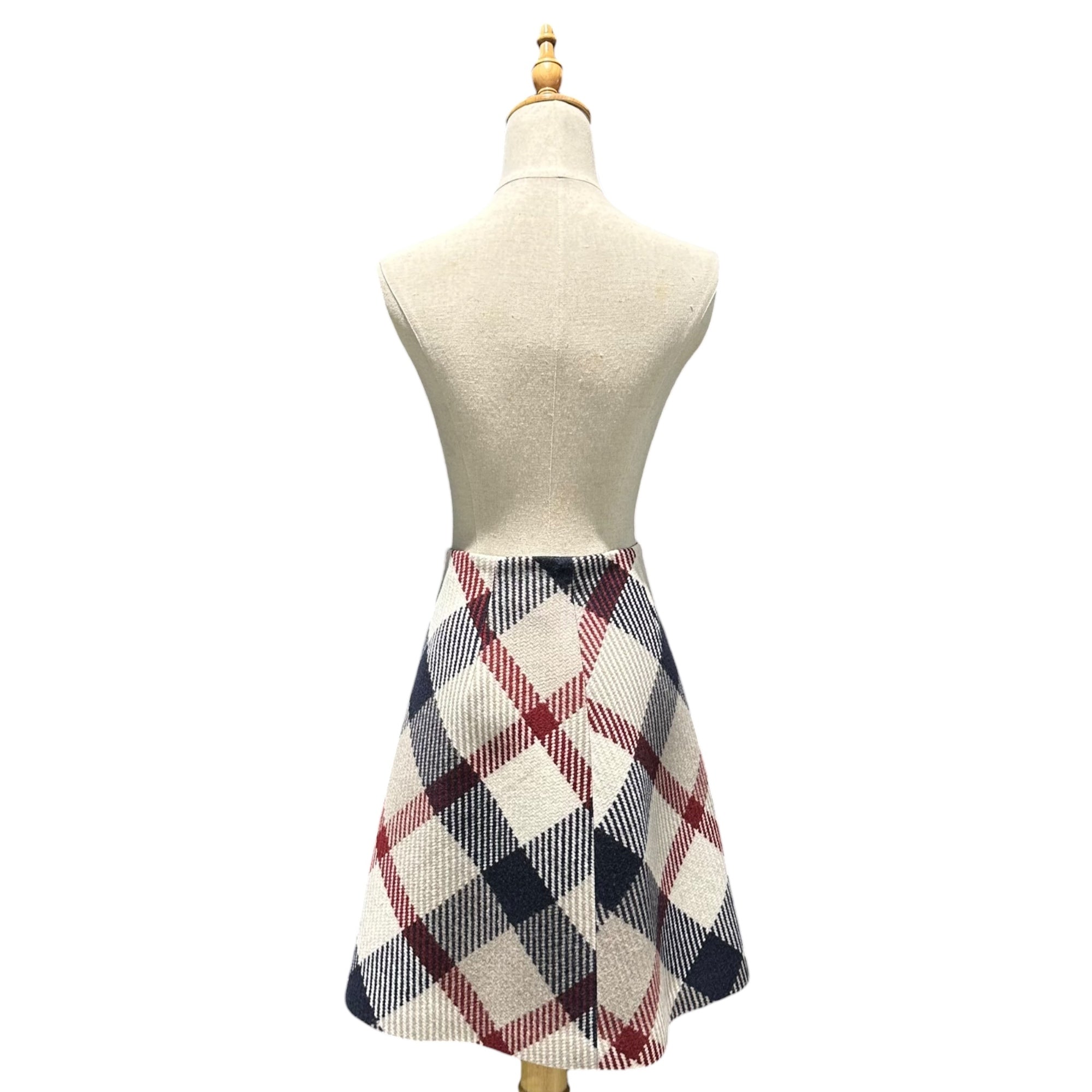 BLUE LABEL CRESTBRIDGE(ブルーレーベルクレストブリッジ) Front 3-button check skirt フロント 3ボタン チェック スカート 55S14-290-42 36(S程度) アイボリー×ダークネイビー×レッド