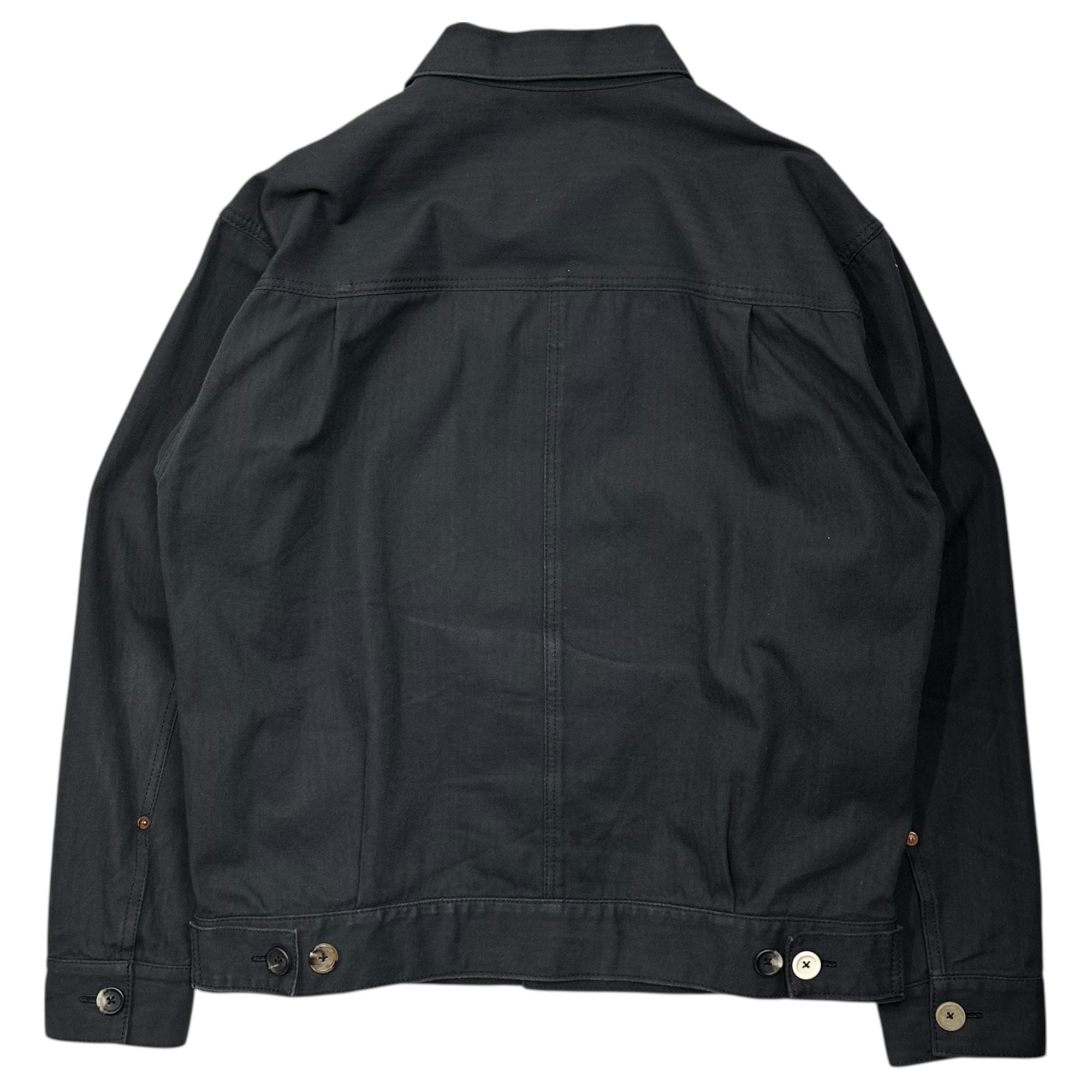 REMAKE(個人製作品) Vintage Herringbone Fabric 2nd Type JKT ヴィンテージヘリンボーン生地 セカンド トラッカー ジャケット 表記無(XL程度) ブラック ユーロ生地、ボタン、糸使用