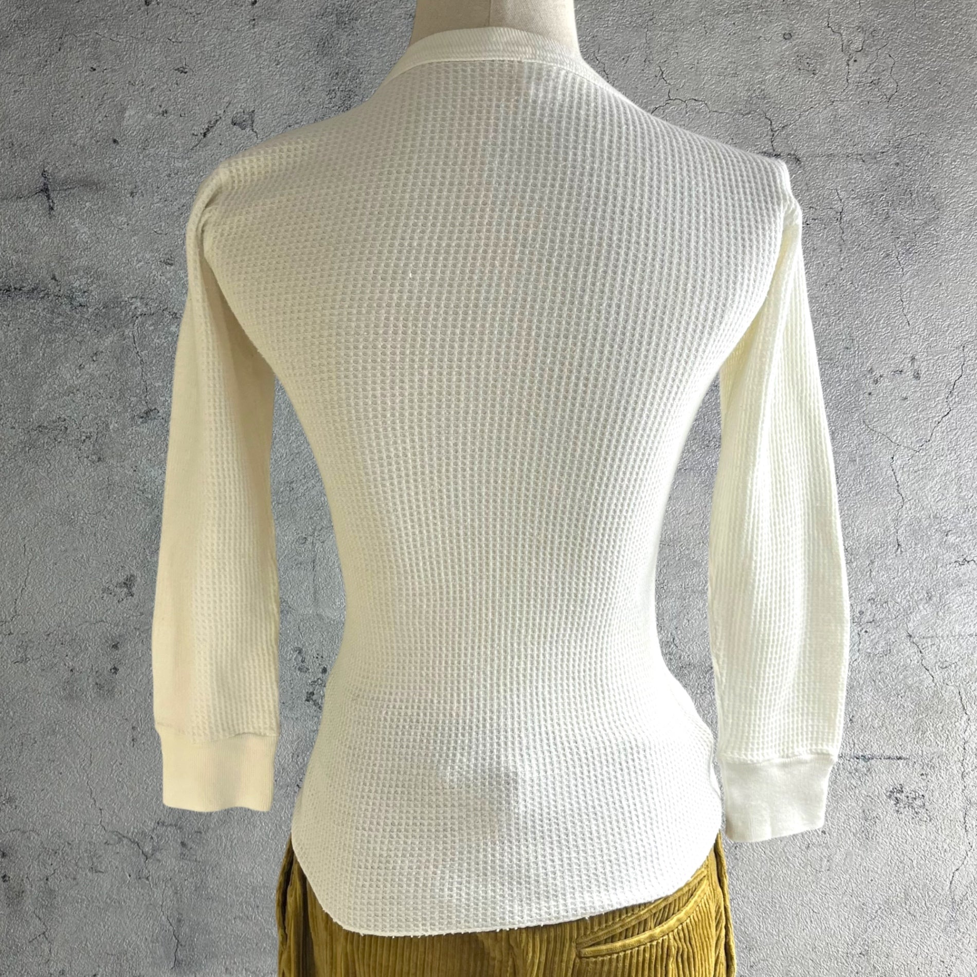 VINTAGE(ヴィンテージ) 90’ US vintage thermal cut and sew サーマルカットソー S~M程度/前身頃に若干のシミ有 ホワイト