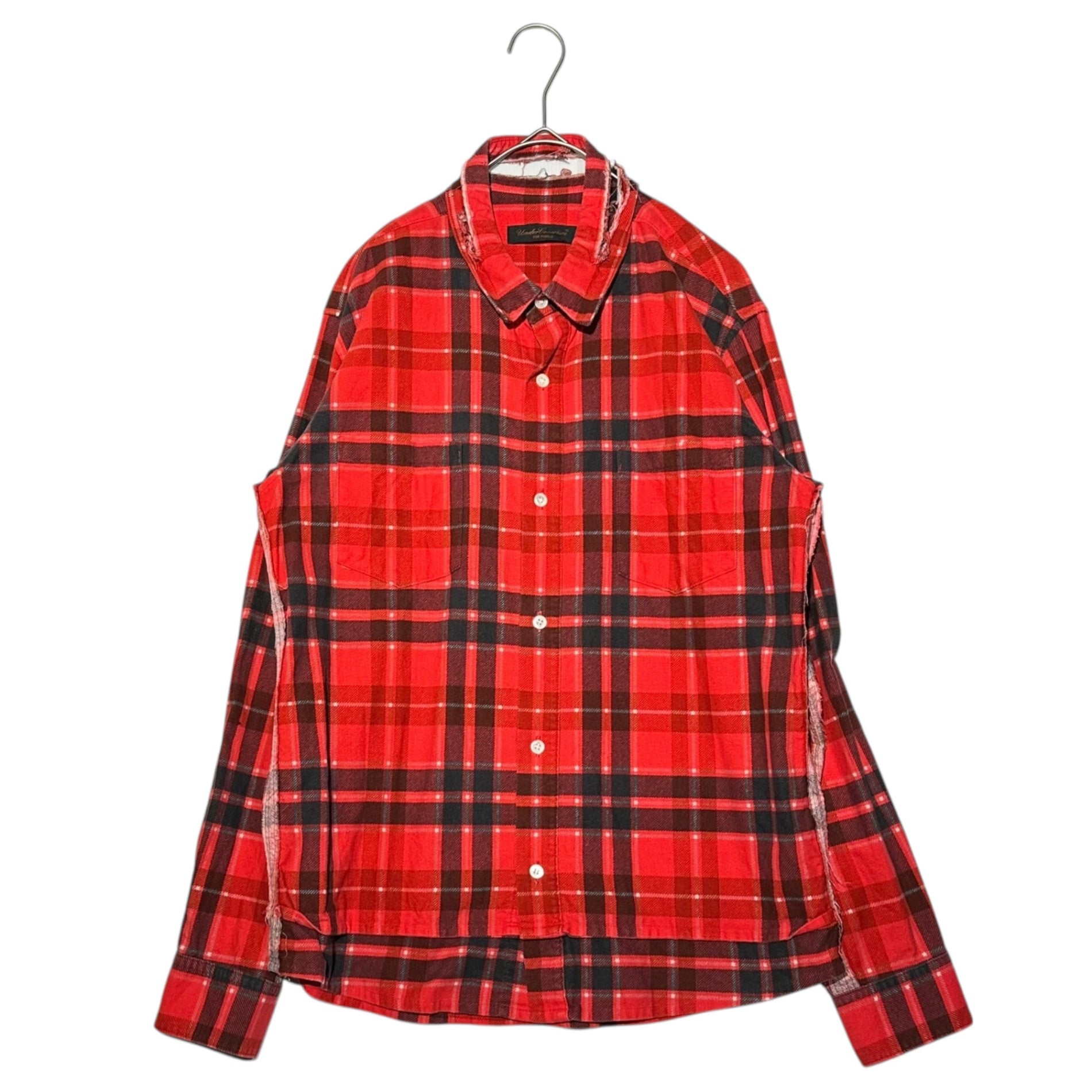 UNDERCOVERISM(アンダーカバイズム) 03SS SCAB Crushed L/S flannel shirt クラッシュ加工 長袖 ネルシャツ U218 M レッド