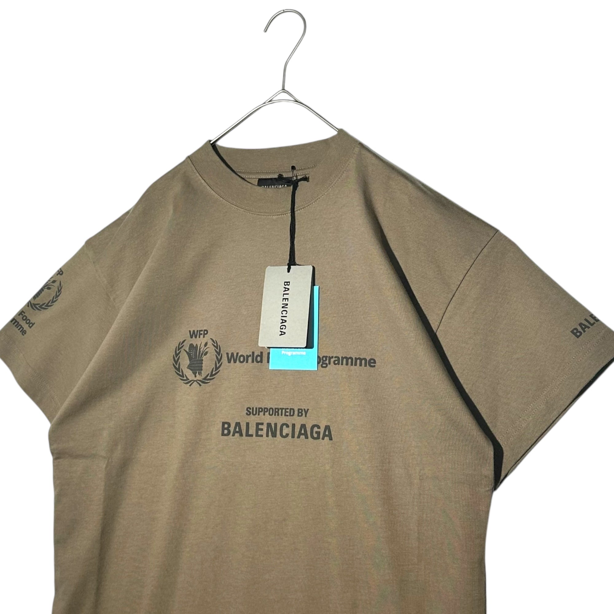 BALENCIAGA(バレンシアガ) 22AW WFP T-SHIRT WOLD FOOD PROGRAMME ワールド フード プログラム 両面プリント モックネック 半袖Tシャツ 612965 XS ブラウン