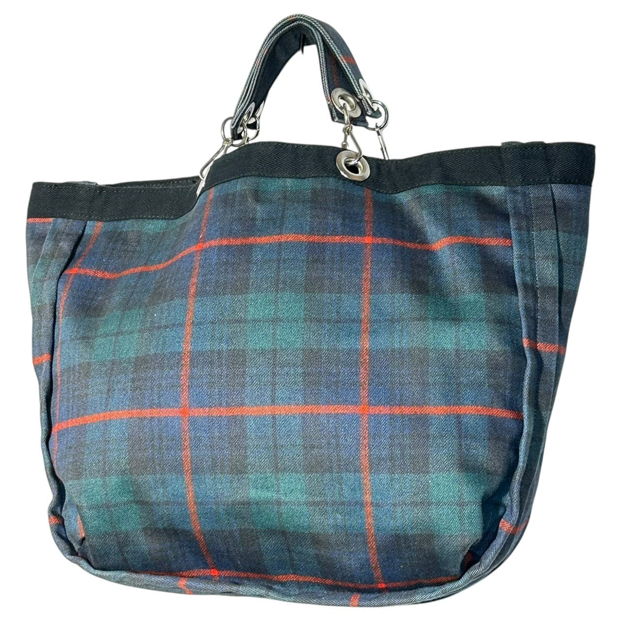 tricot COMME des GARCONS(トリココムデギャルソン) Inside Out Check Tote Bag インサイド アウト チェック トート バッグ TH-K 205 グリーン×ネイビー ハンド