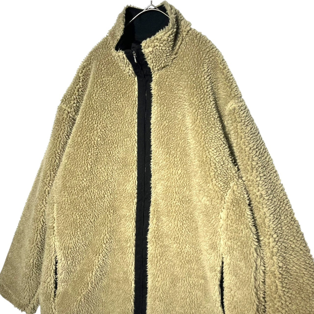 stein(シュタイン) 22AW Wool Boa Zip Long Jacket ウール ボア ジップ ロング ジャケット ST.418 S ベージュ×ブラック 参考定価101,200円(税込)