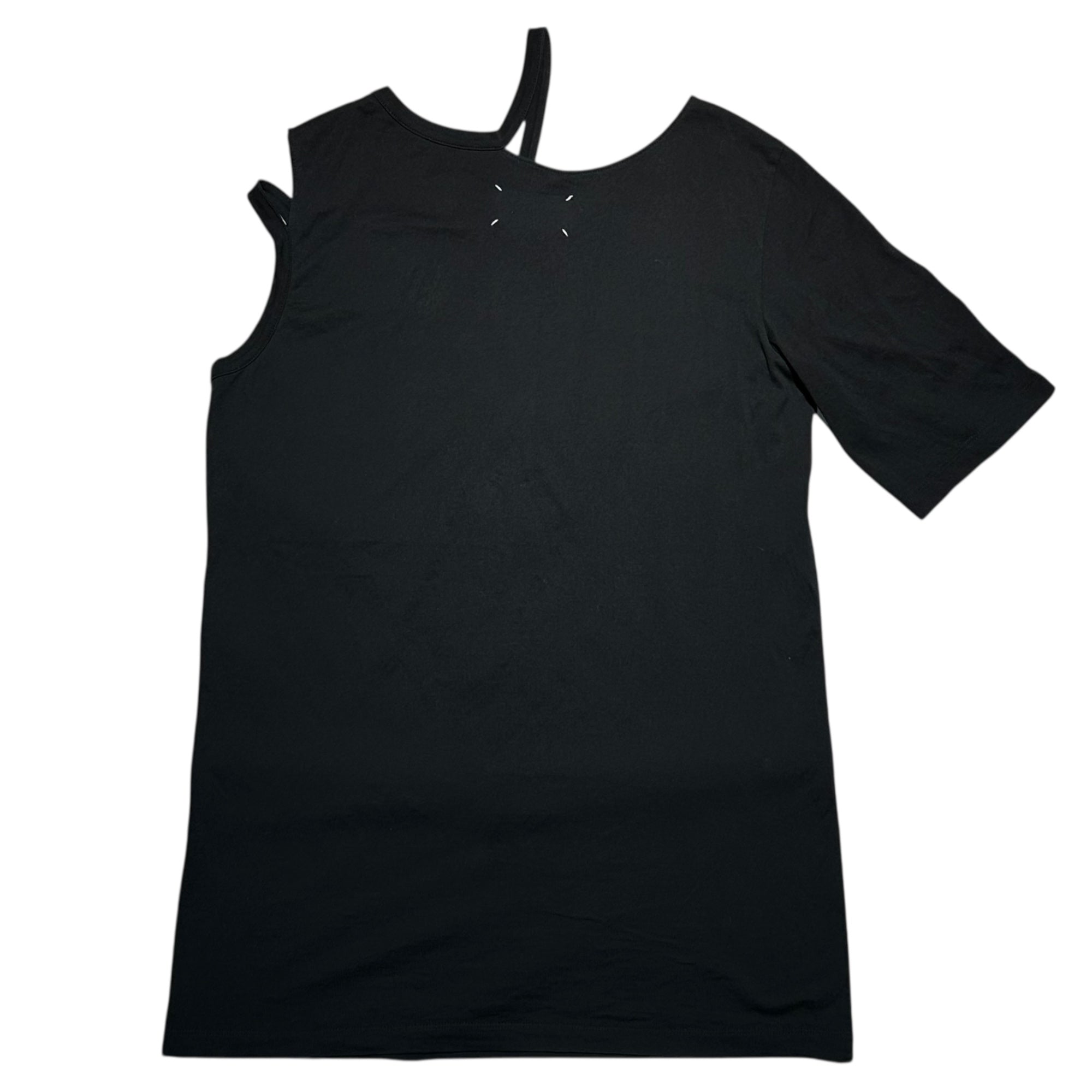 MAISON MARGIELA(メゾンマルジェラ) 18SS Asymmetry sleeve T-Shirt アシンメトリー スリーブ Tシャツ S51GC0393 M ブラック ①ライン 半袖