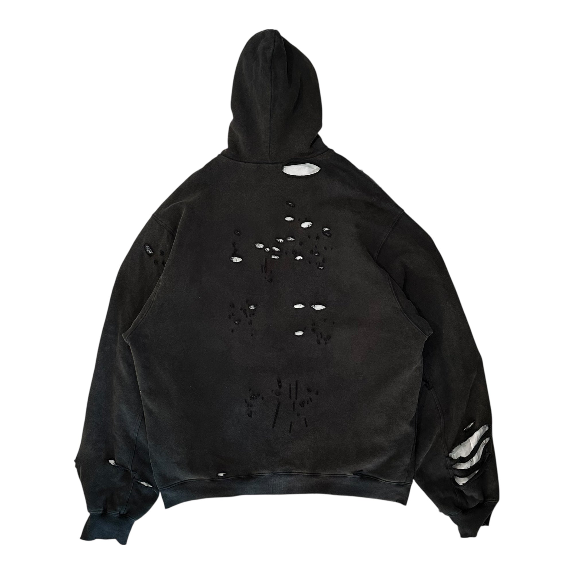 新*ト様 BALENCIAGA デストロイドフーディープルオーバー　パーカー 中古・古着通販】BALENCIAGA (バレンシアガ) デストロイ加工ロゴ