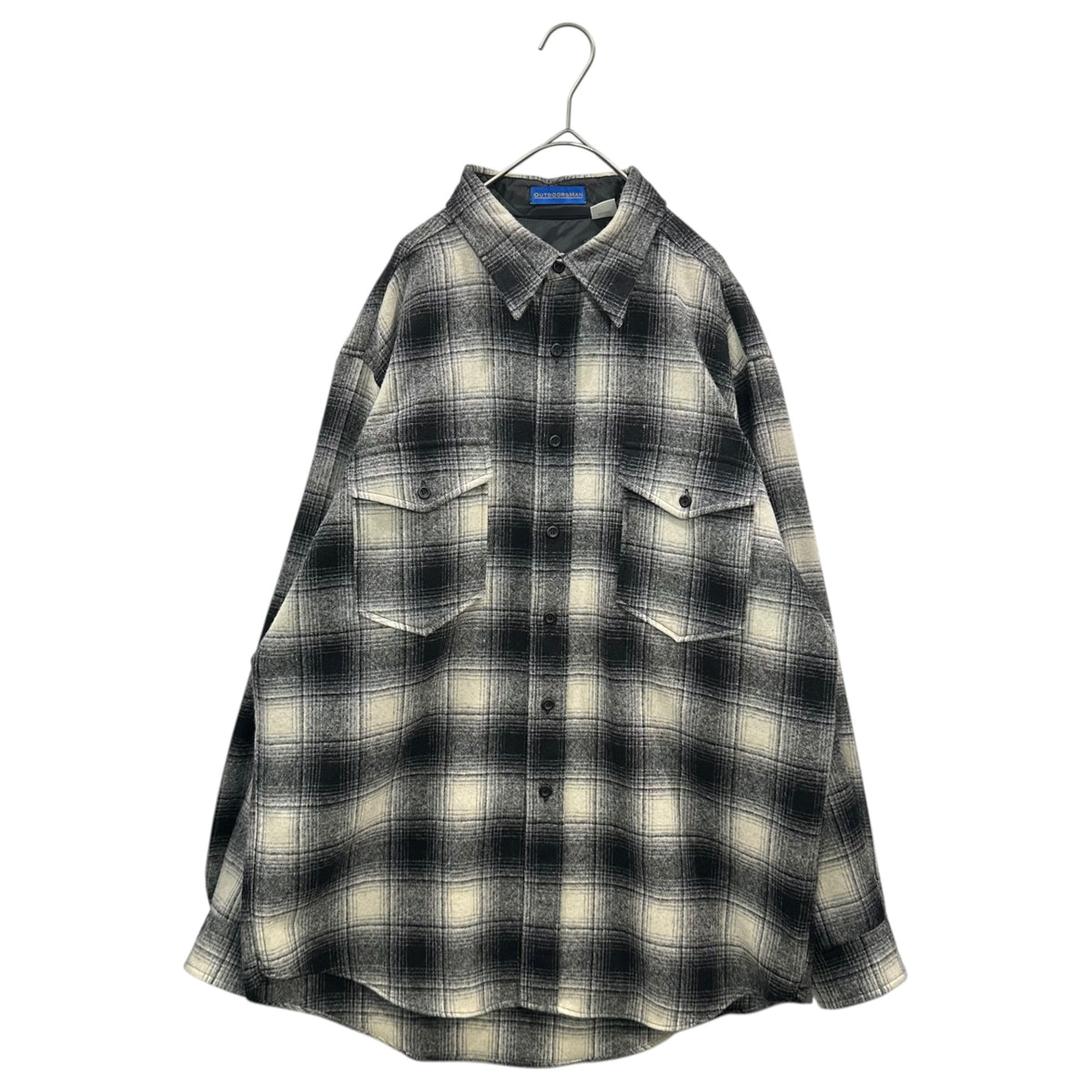 PENDLETON(ペンドルトン) 1990’s USA made OUTDOORSMAN Wool Flannel Shirt - Ombre Check ウール フランネル シャツ オンブレ チェック L ブラック×ホワイト 90年代 ヴィンテージ USA製
