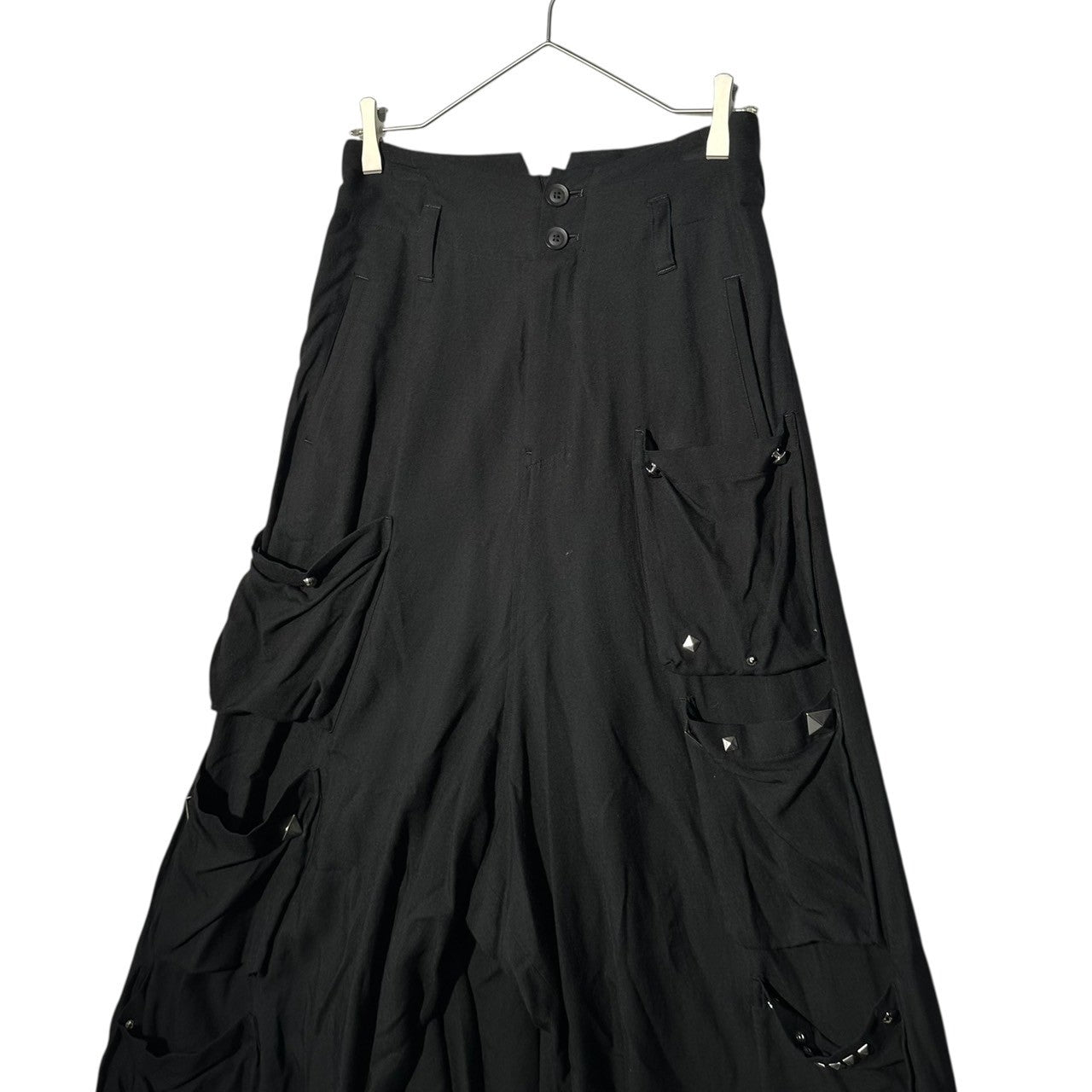 B Yohji Yamamoto(ビー ヨウジヤマモト) 17SS Studs Curly Skirt Wide Pants スタッズ 巻きスカート ワイド パンツ ND-P61-210 2(M程度) ブラック